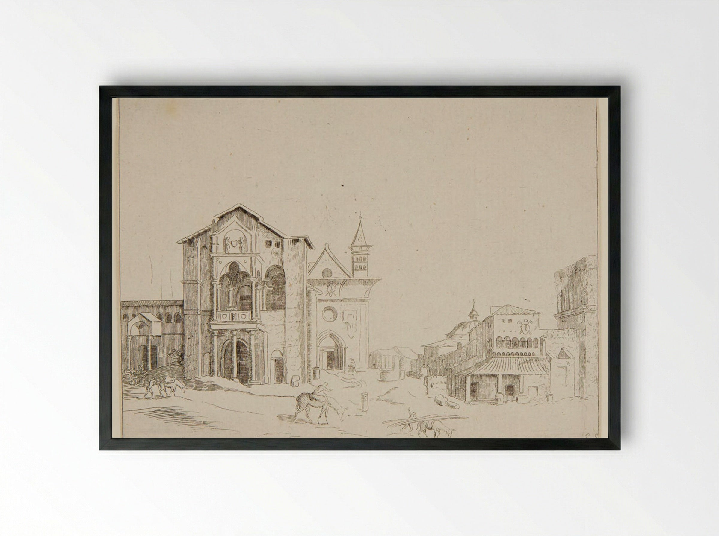The Northern Facade of S. Giovanni in Laterano - Maarten van Heemskerck - Framed Print Black