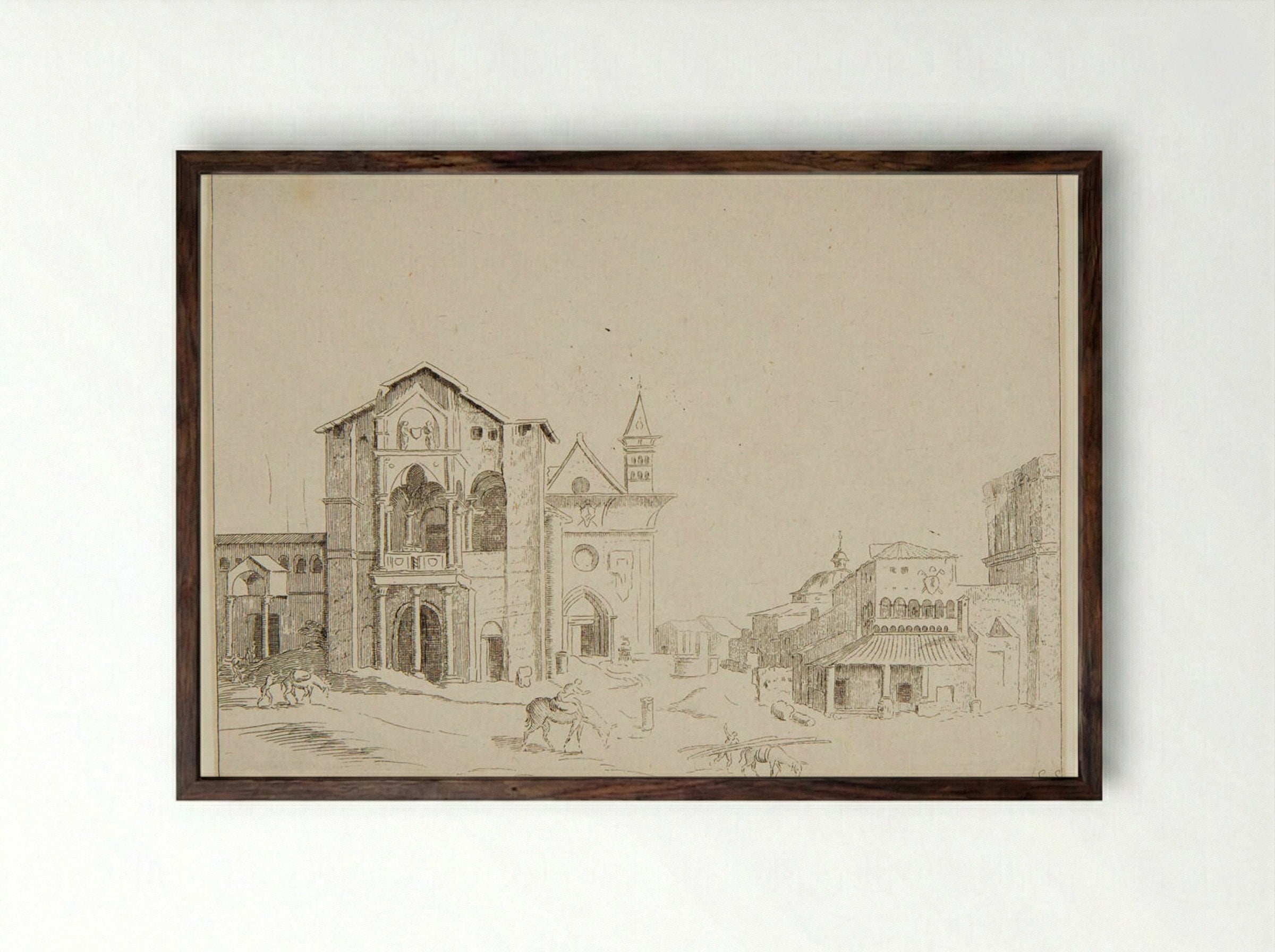 The Northern Facade of S. Giovanni in Laterano - Maarten van Heemskerck - Framed Print Dark Wood