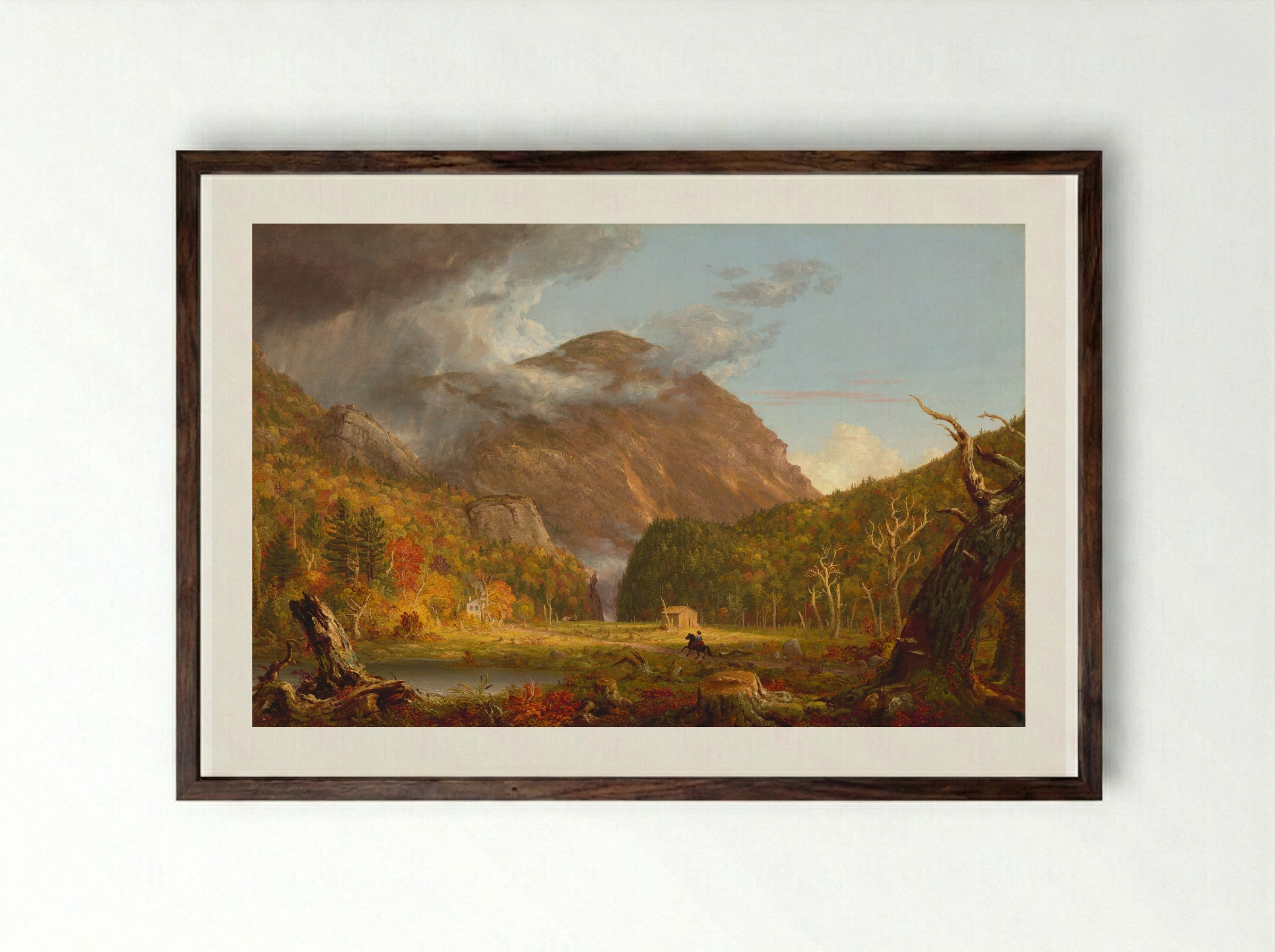 The Notch of the White Mountains (Crawford Notch) - Thomas Cole - Framed Print Dark Wood