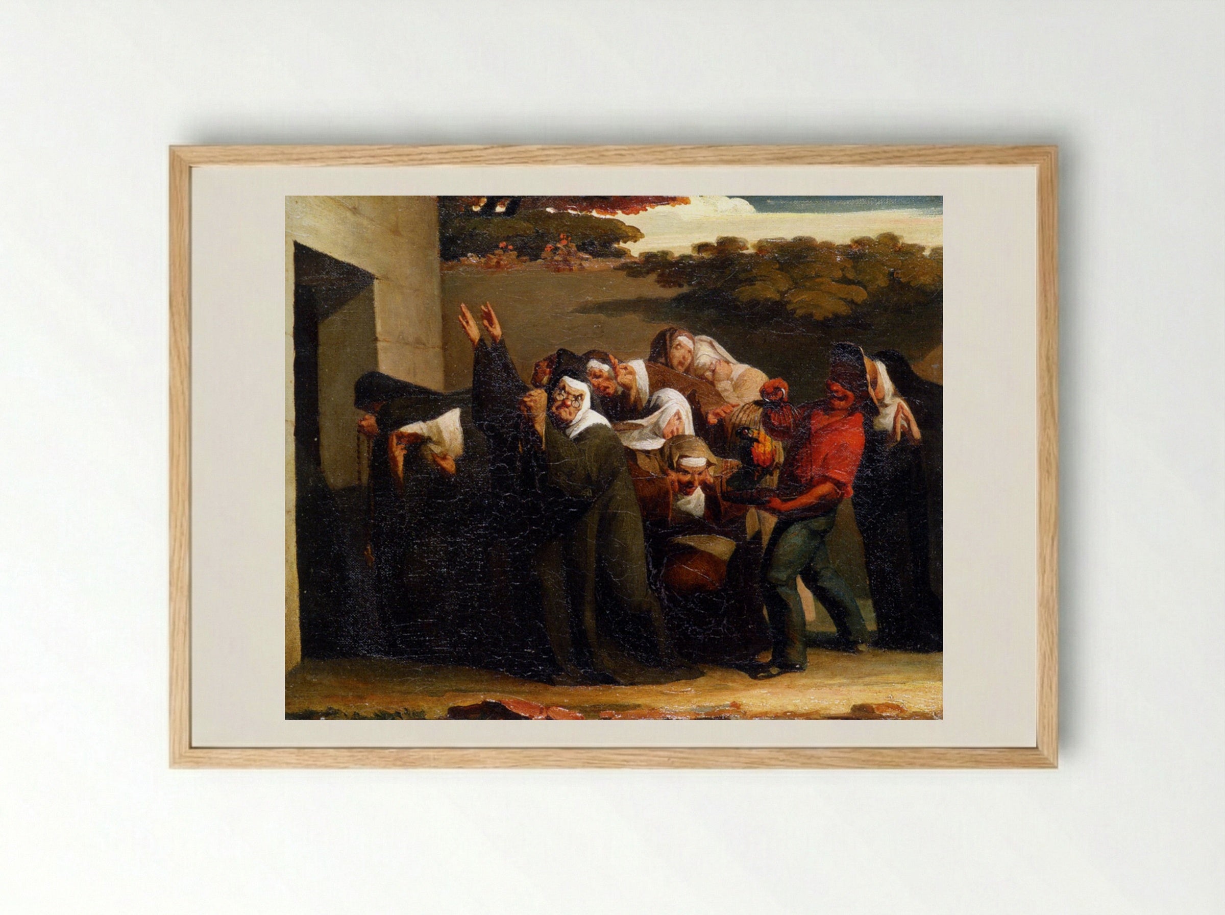 The Nun's Parrot - Jean-Francois Millet - Framed Print Wood
