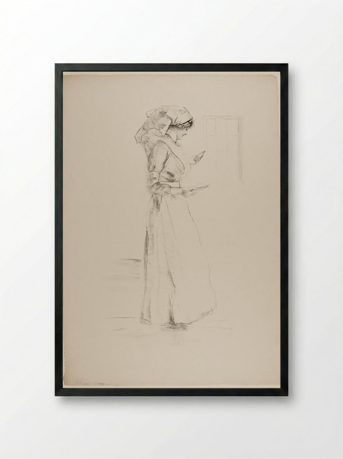 The Nurse - Albert Belleroche - Framed Print Black
