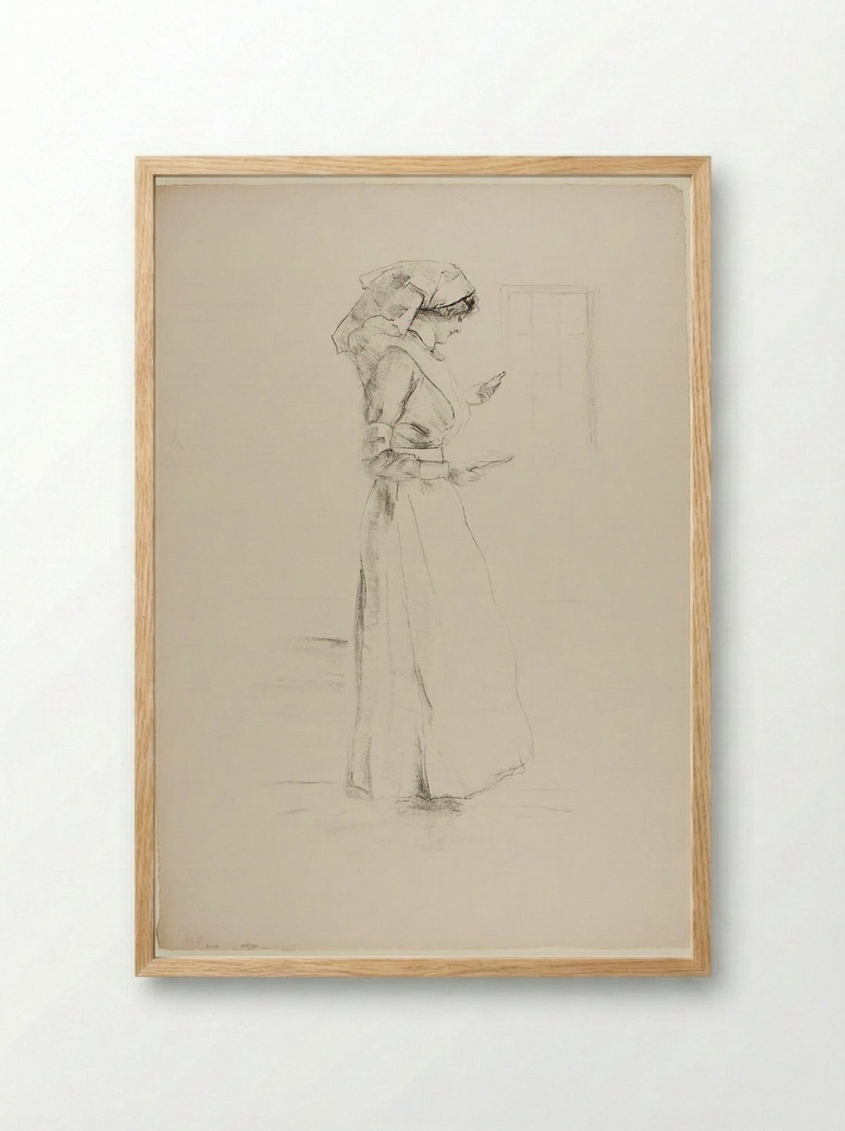 The Nurse - Albert Belleroche - Framed Print Wood