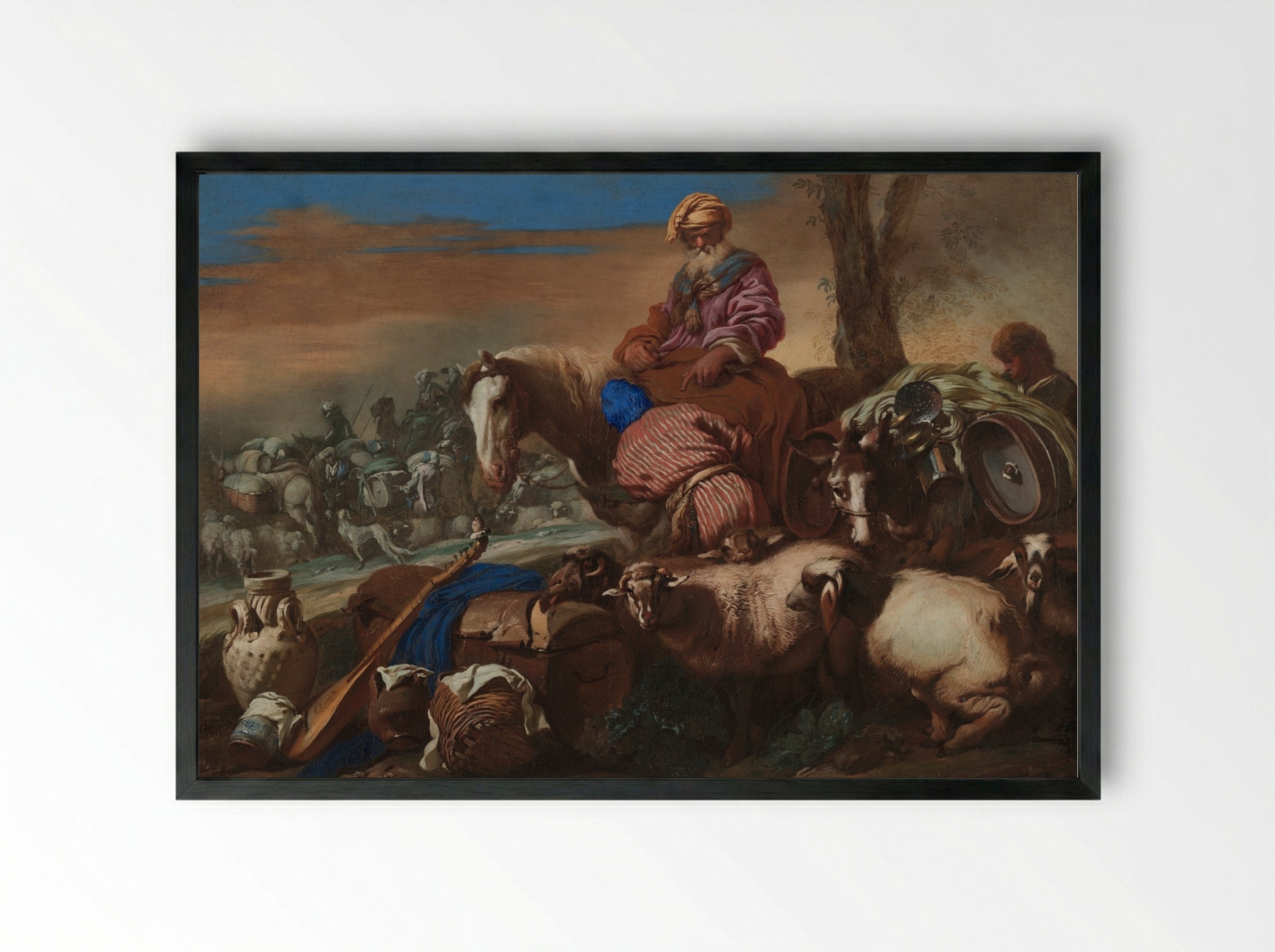 The Oath of Abraham’s Servant - Giovanni Benedetto Castiglione - Framed Print Black