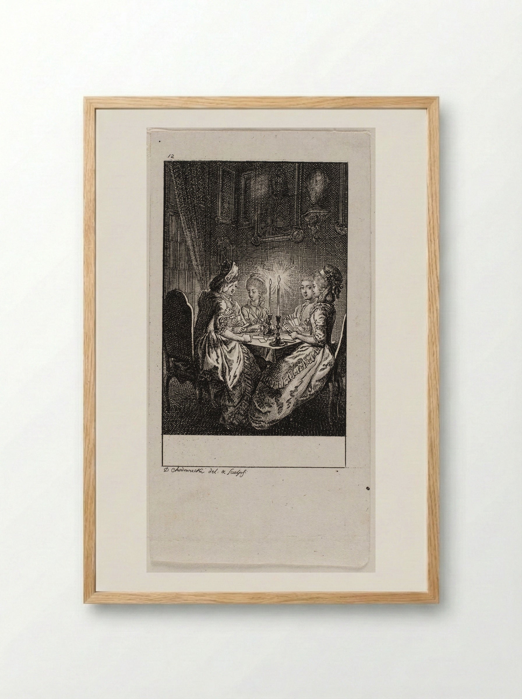 The Occupations of Women: Playing Games - Daniel Nikolaus Chodowiecki - Framed Print Wood