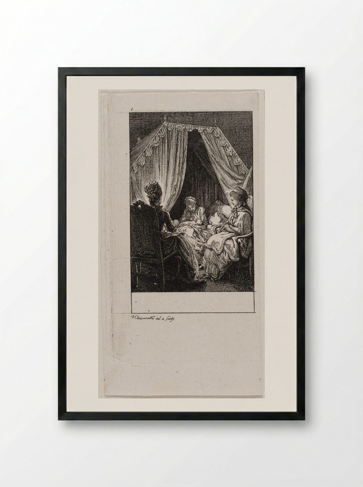 The Occupations of Women: Visiting - Daniel Nikolaus Chodowiecki - Framed Print Black