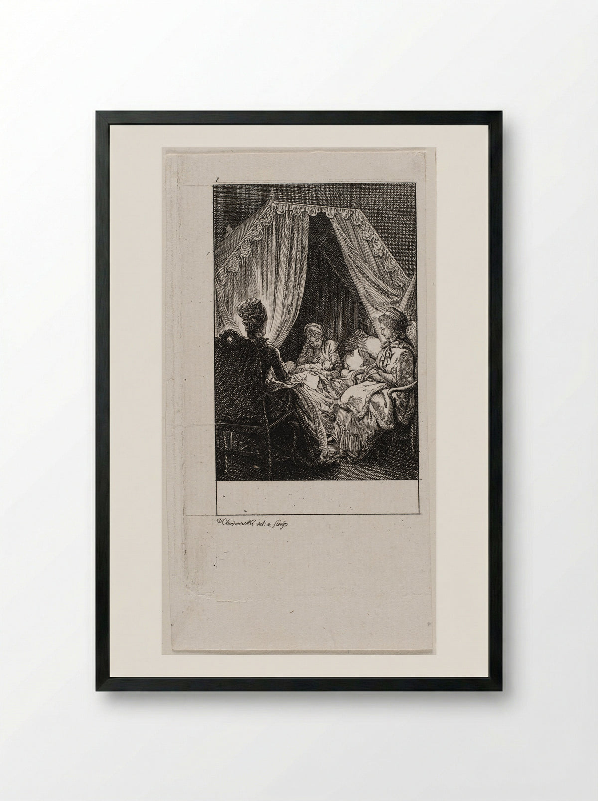 The Occupations of Women: Visiting - Daniel Nikolaus Chodowiecki - Framed Print Black