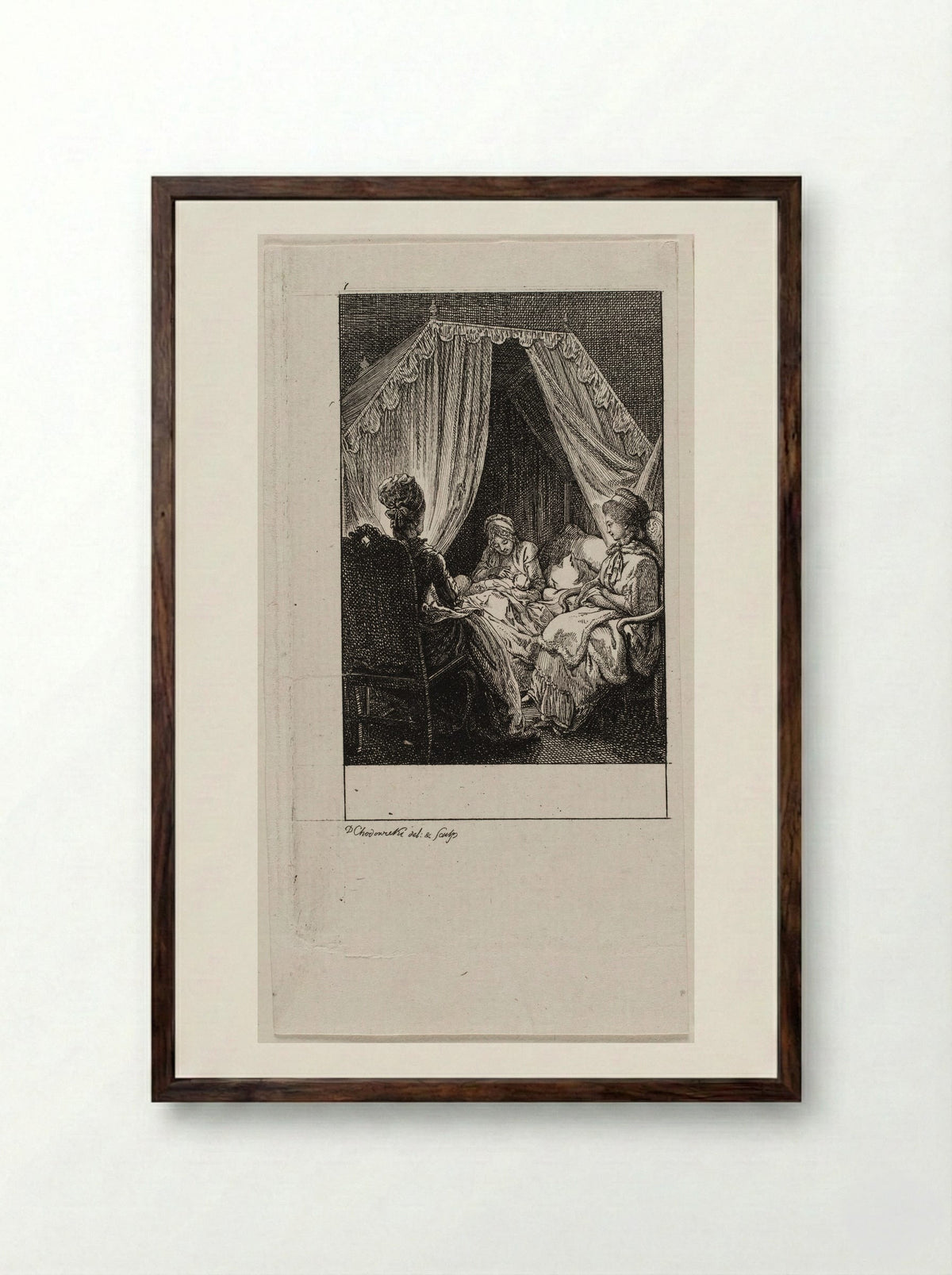 The Occupations of Women: Visiting - Daniel Nikolaus Chodowiecki - Framed Print Dark Wood