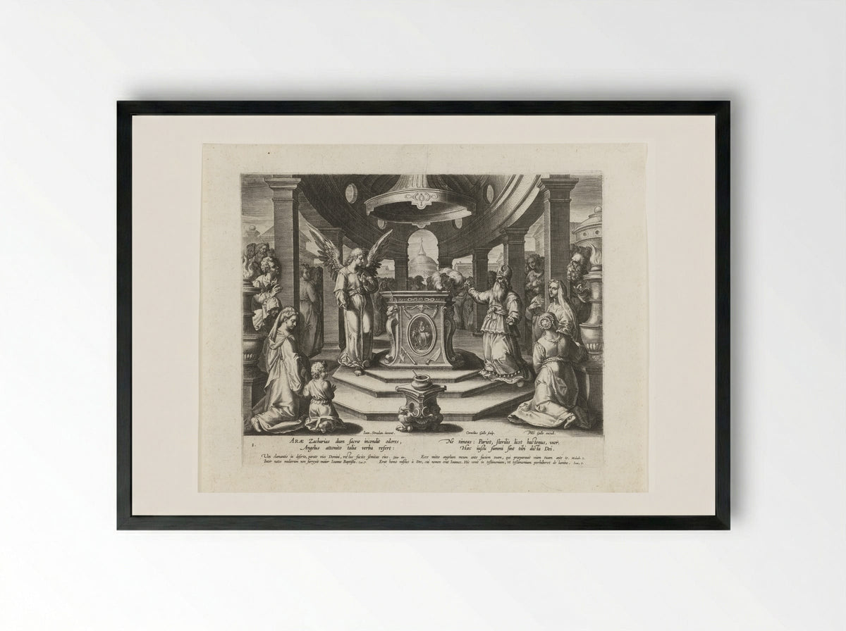 The Offering of Zacharias - Cornelis Galle the Elder - Framed Print Black