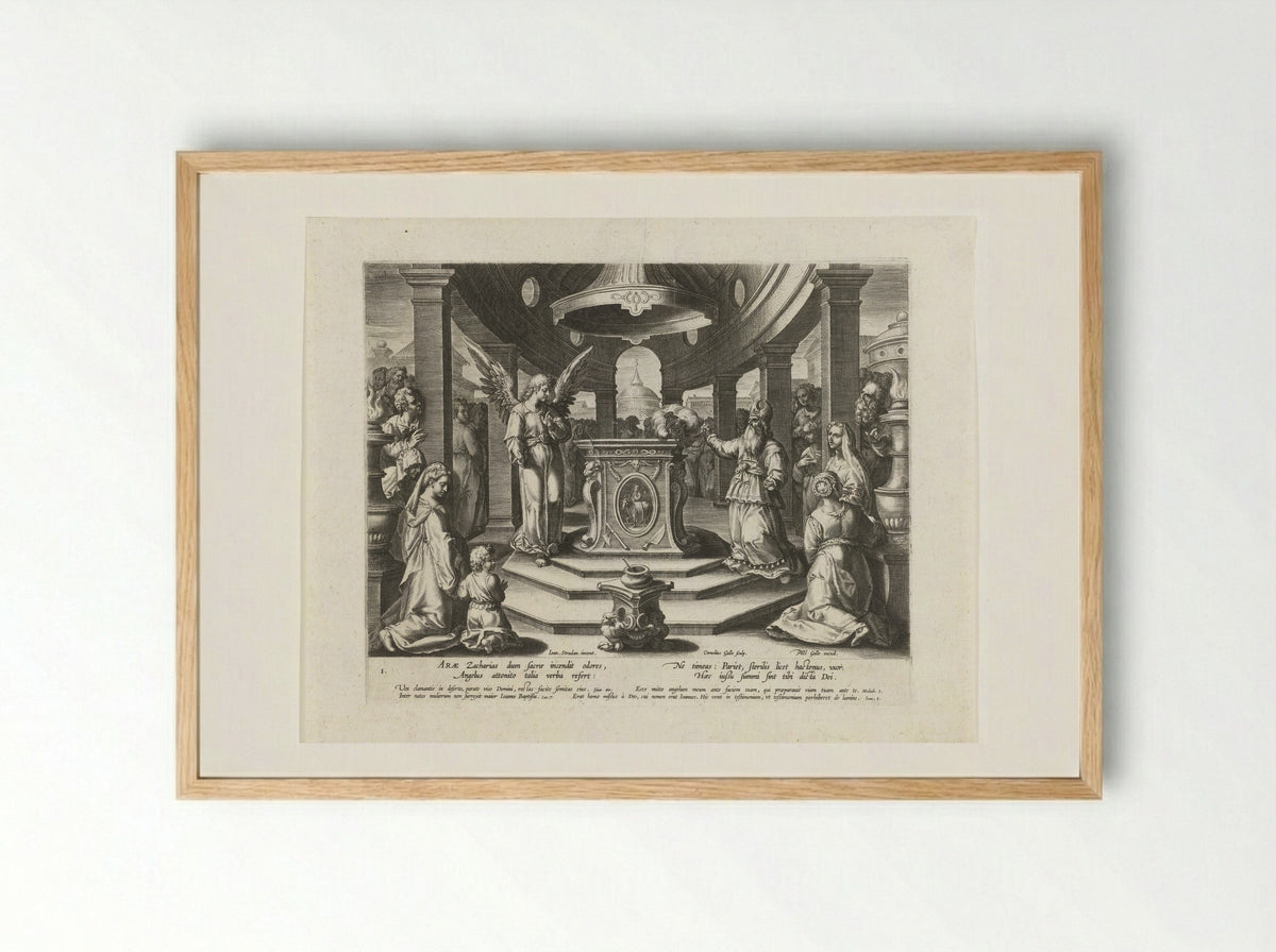 The Offering of Zacharias - Cornelis Galle the Elder - Framed Print Wood