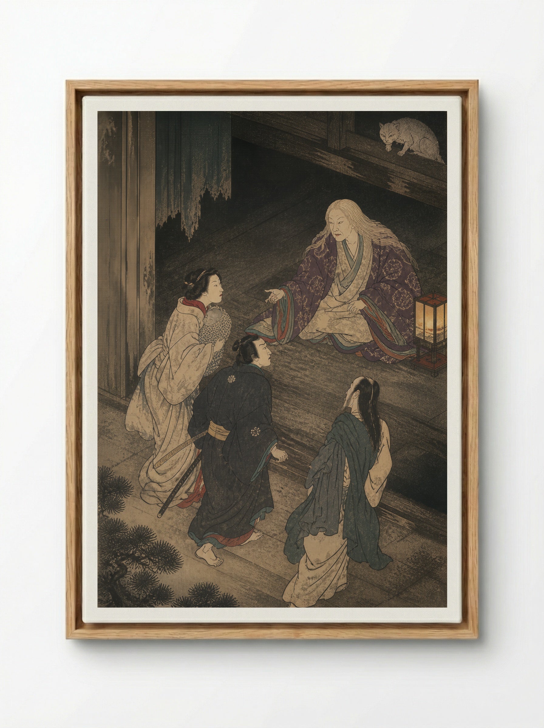 The Okazaki Cat Demon: The False Reunion - Framed Canvas Wood