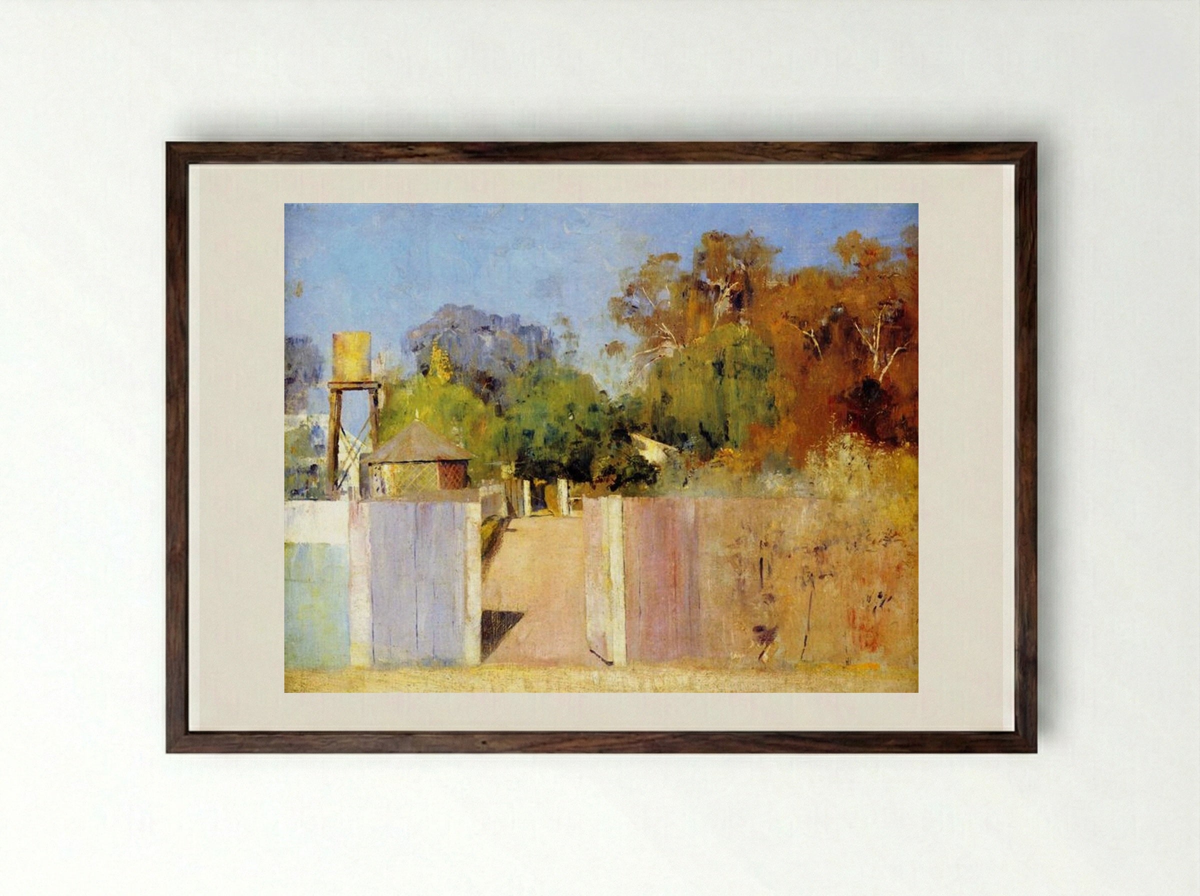The Old Barracks at Collendina - Tom Roberts - Framed Print Dark Wood