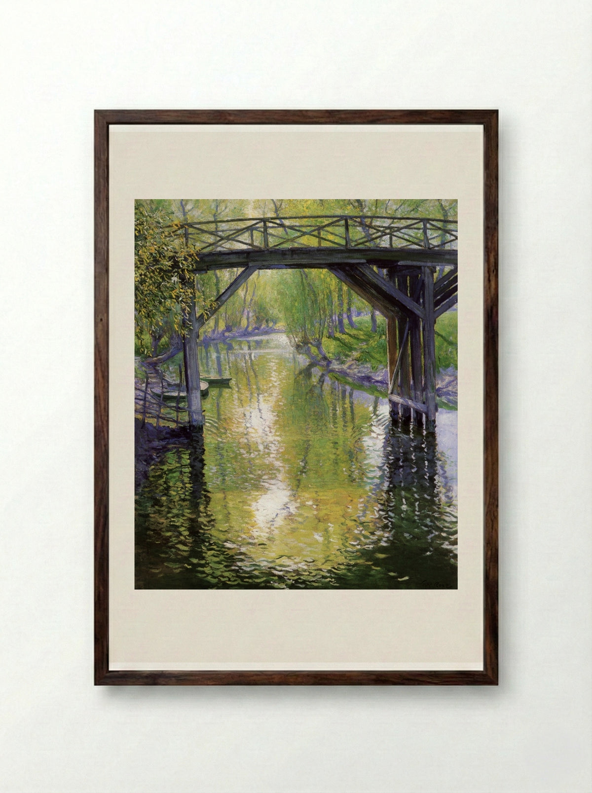 The Old Bridge, France - Guy Rose - Framed Print Dark Wood