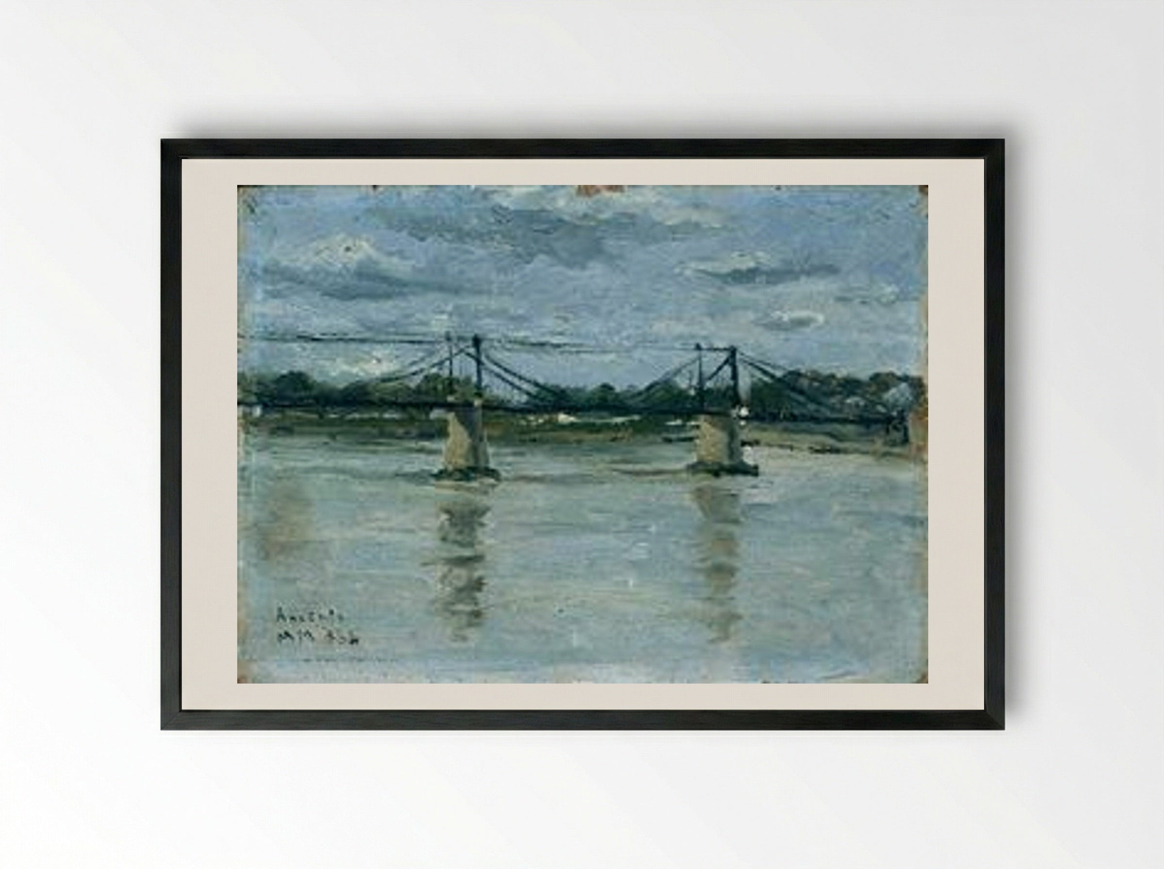 The Old Bridge in Ancenis - Maxime Maufra - Framed Print Black
