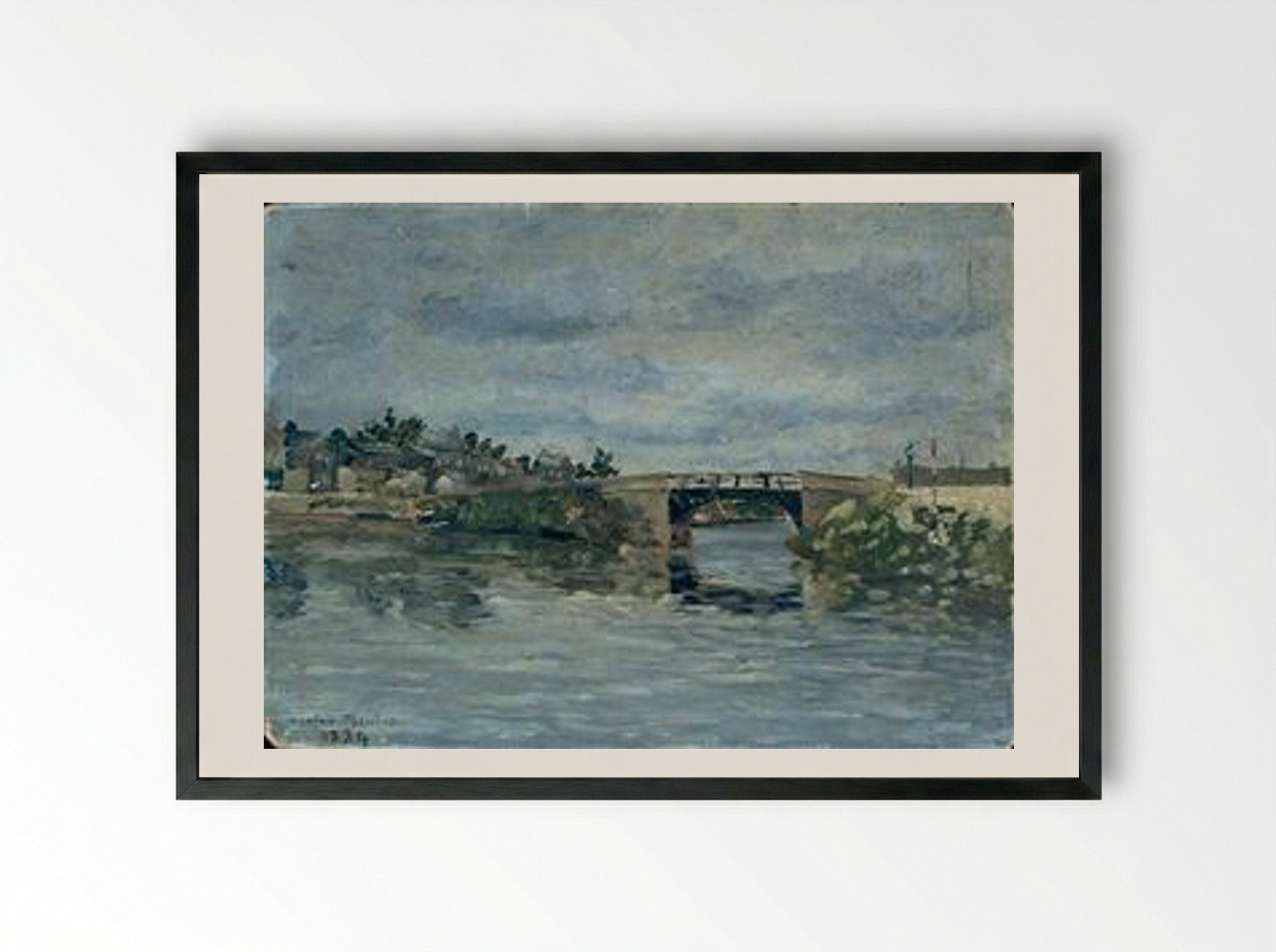 The Old Bridge in Barbin - Maxime Maufra - Framed Print Black