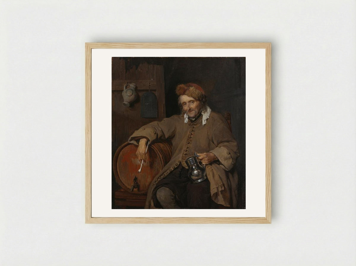 The Old Drinker - Gabriel Metsu - Framed Print Wood