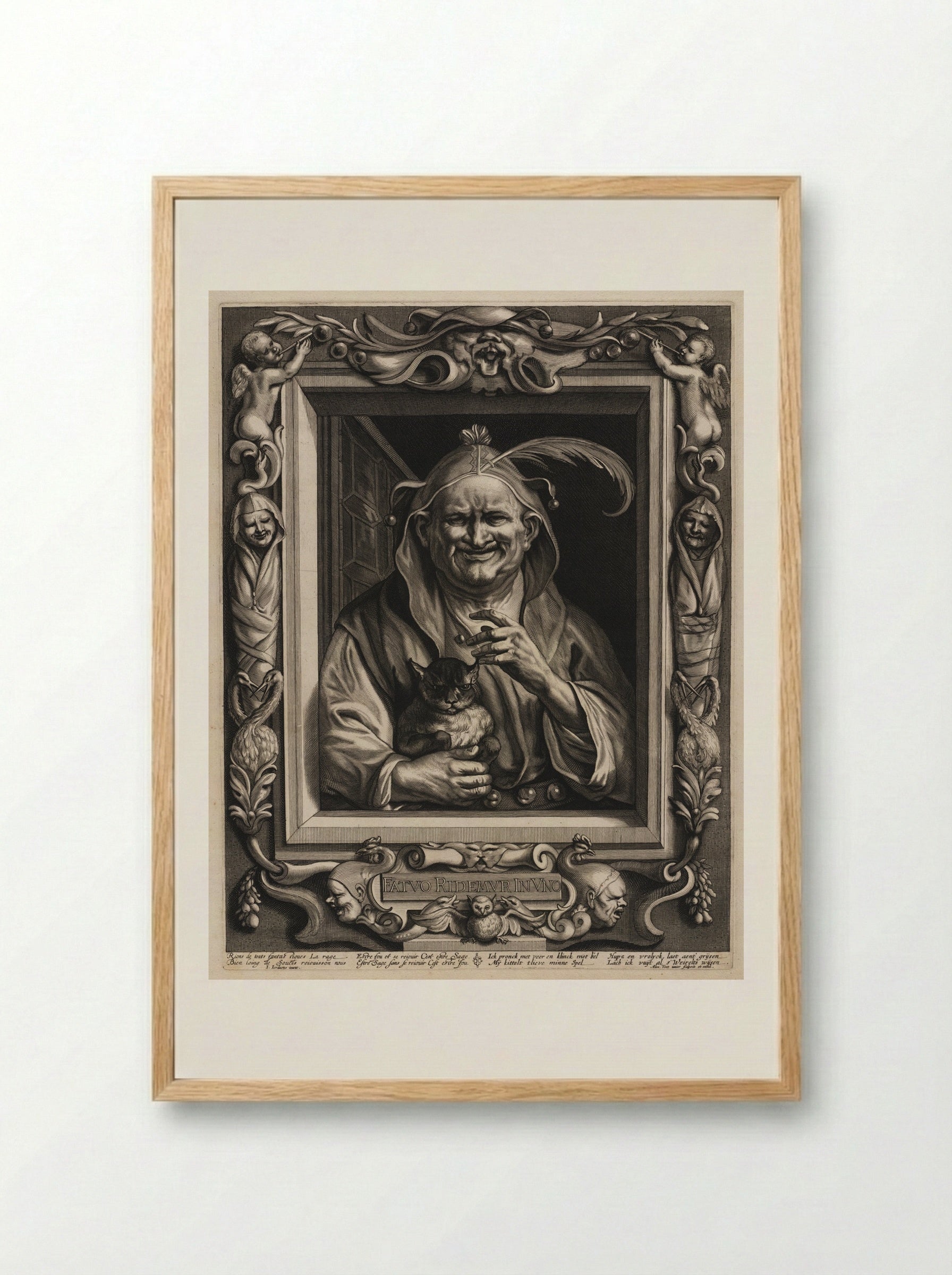 The Old Fool and His Cat - Alexander Voet - Framed Print Wood