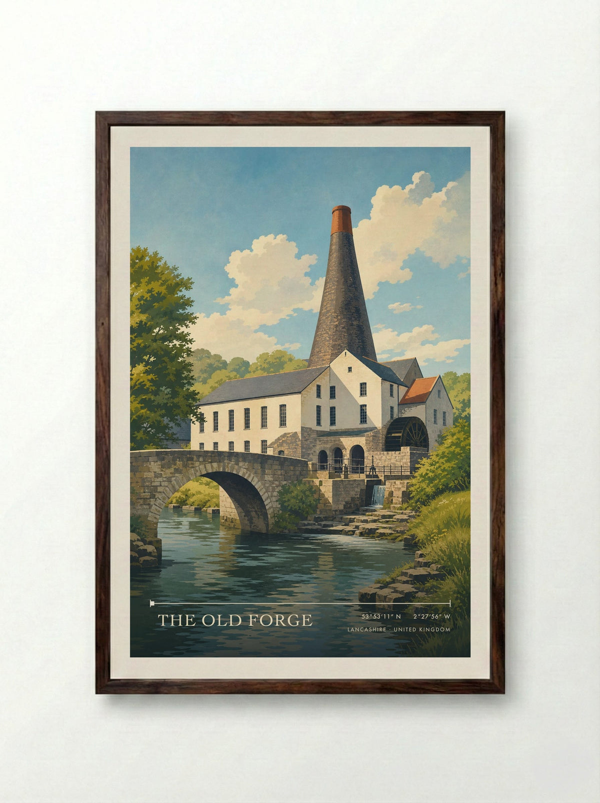 The Old Forge Lancashire United Kingdom Travel Poster - Framed Print Dark Wood
