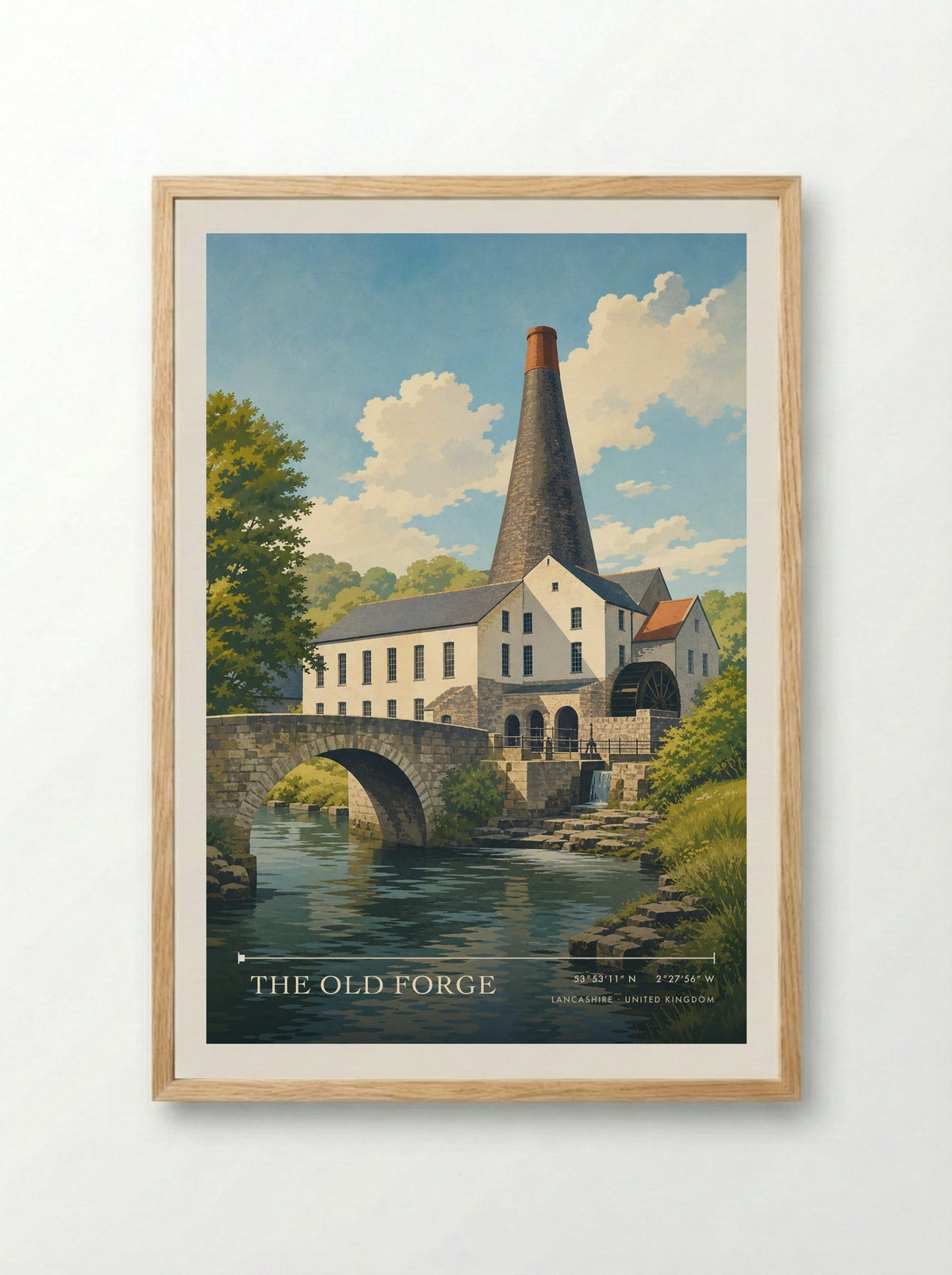 The Old Forge Lancashire United Kingdom Travel Poster - Framed Print Wood