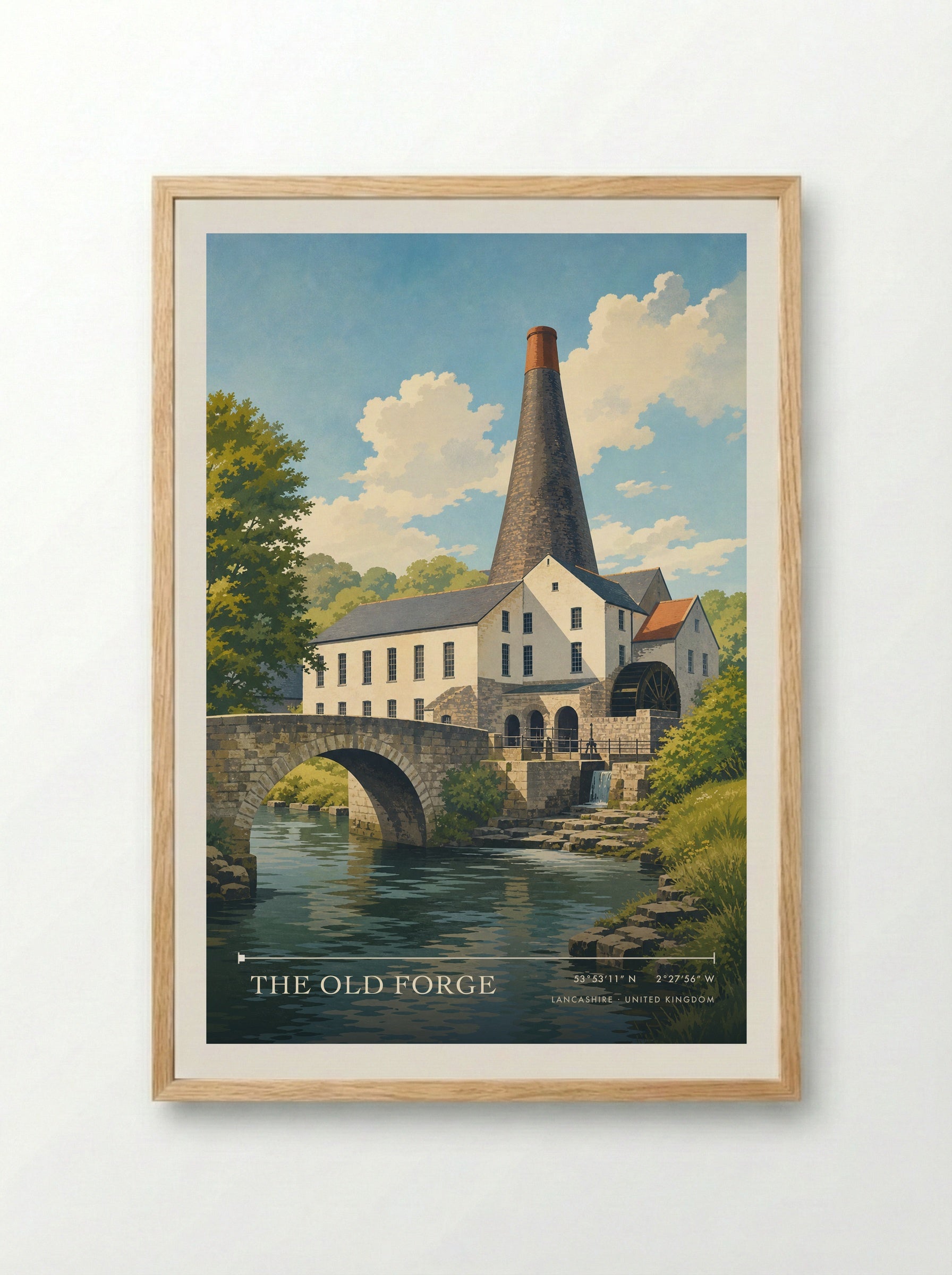 The Old Forge Lancashire United Kingdom Travel Poster - Framed Print Wood