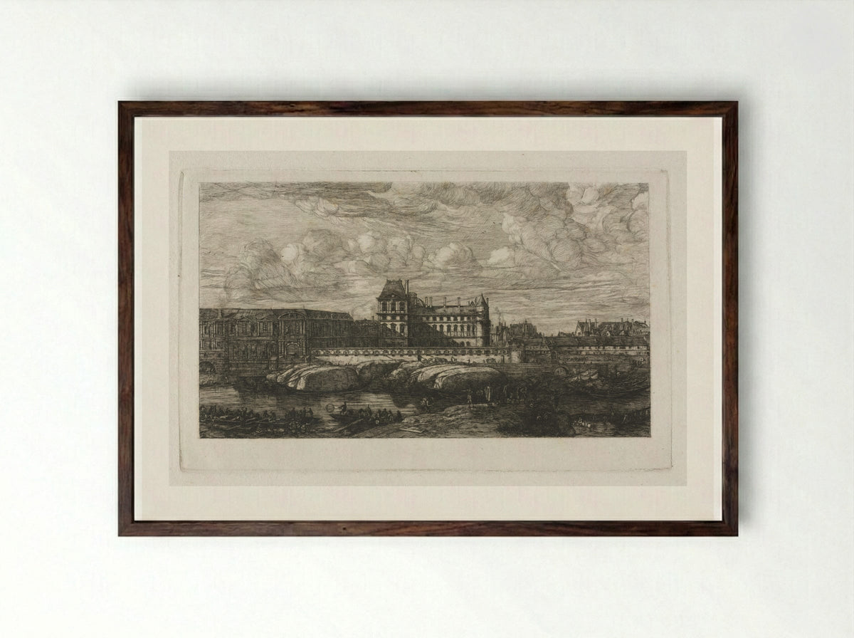 The Old Louvre - Charles Meryon - Framed Print Dark Wood