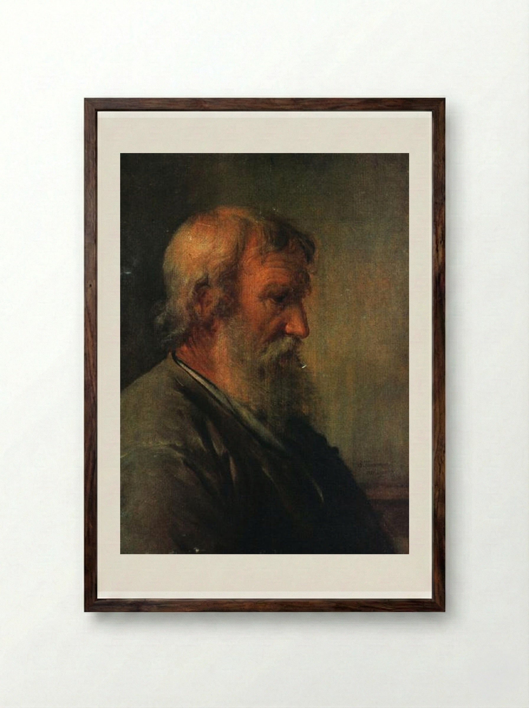 The Old Man Farmer - Vasily Tropinin - Framed Print Dark Wood