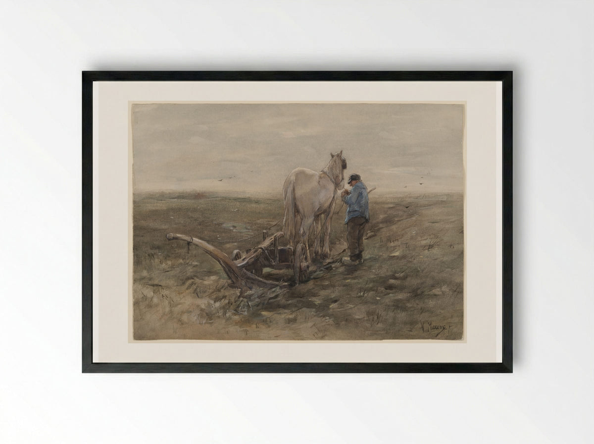 The Old Ploughman - Anton Mauve - Framed Print Black