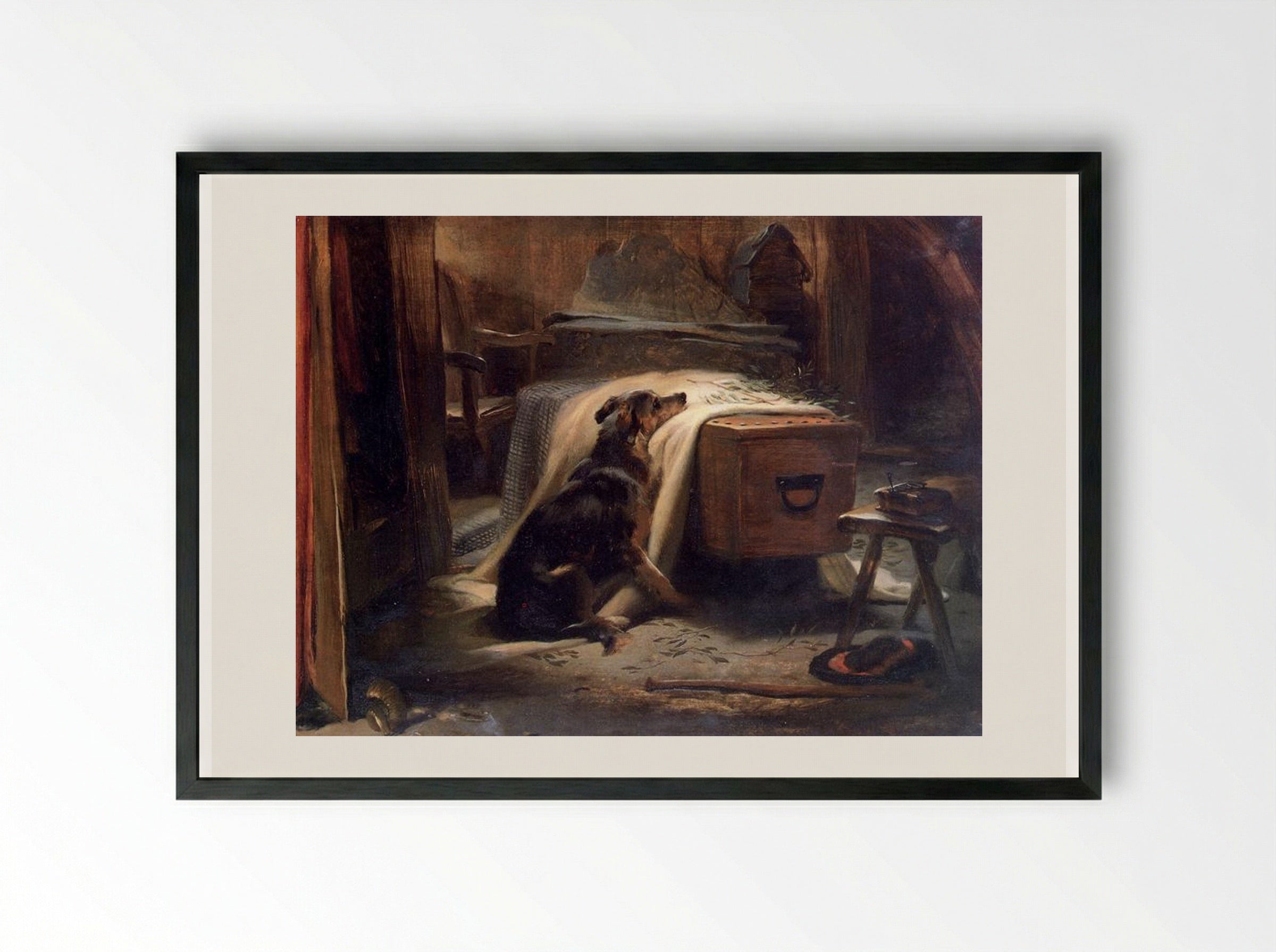 The Old Shepherd's Chief Mourner - Edwin Henry Landseer - Framed Print Black