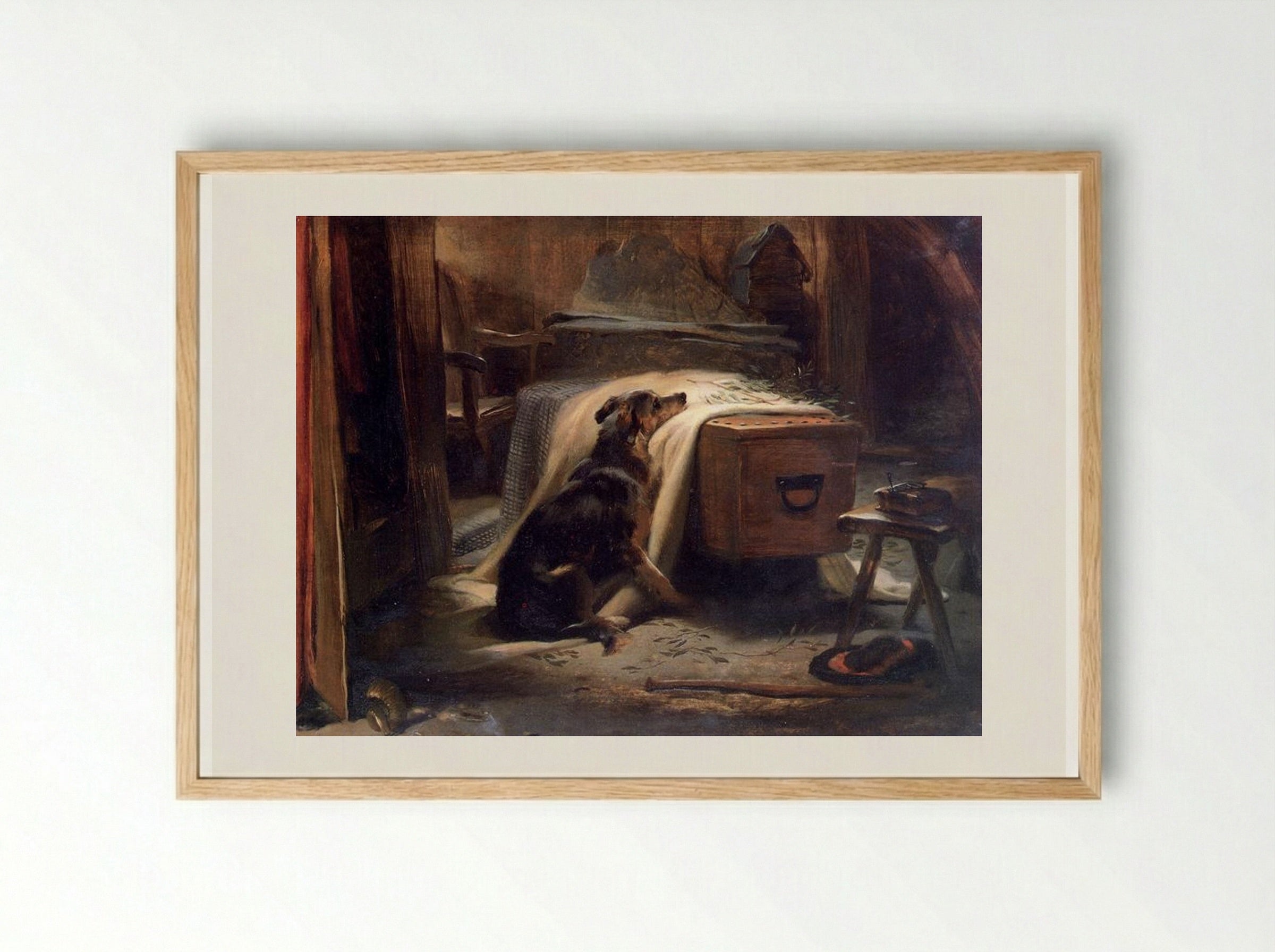The Old Shepherd's Chief Mourner - Edwin Henry Landseer - Framed Print Wood
