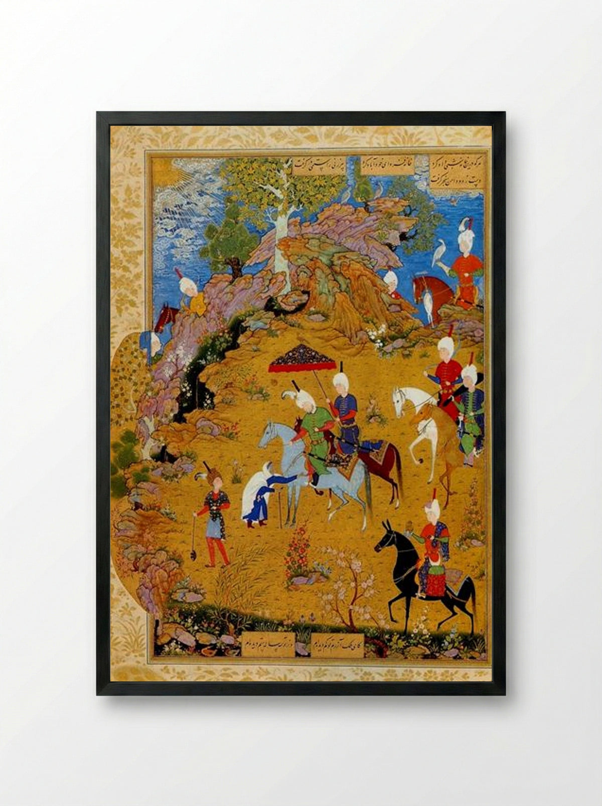The Old Woman Complaining to Sultan Sanjar - Sultan Muhammad - Framed Print Black