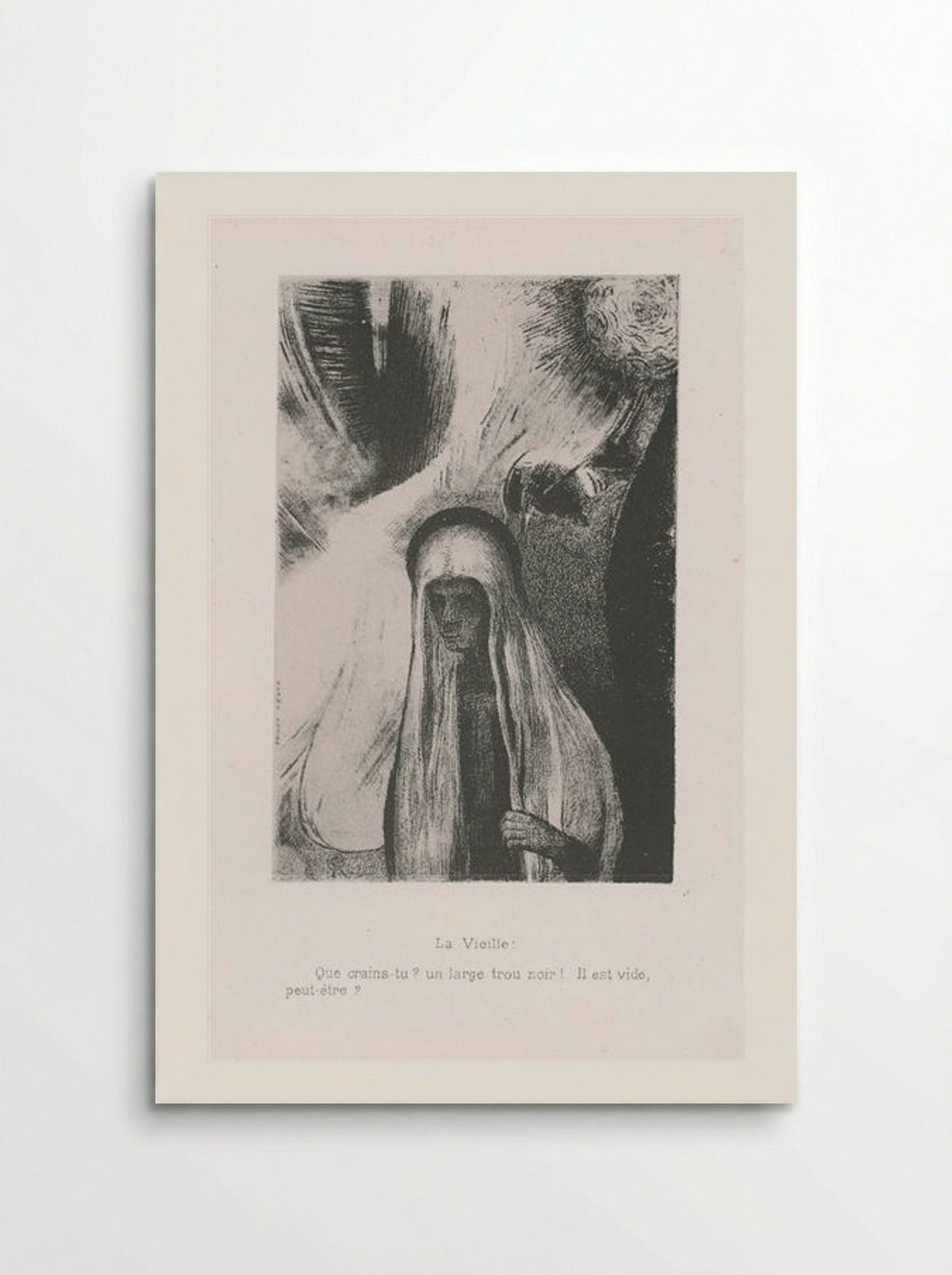 The Old Woman: What are you afraid of? A wide black hole! Perhaps it is a void? (plate 19) - Odilon Redon - Poster