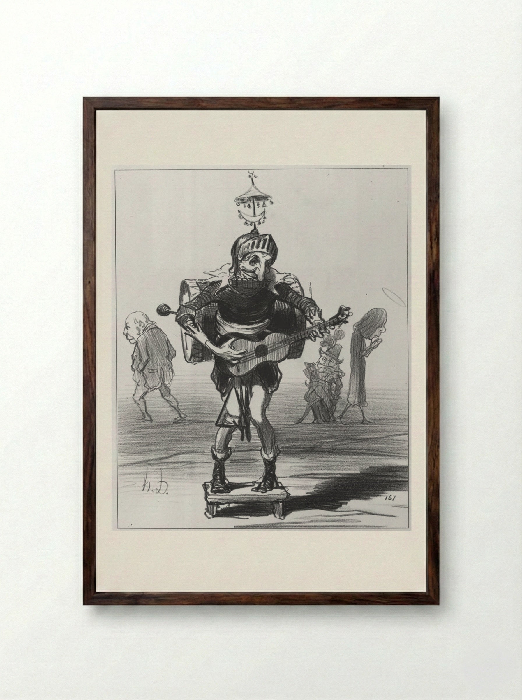 The One-Man Political Band - Honoré-Victorin Daumier - Framed Print Dark Wood