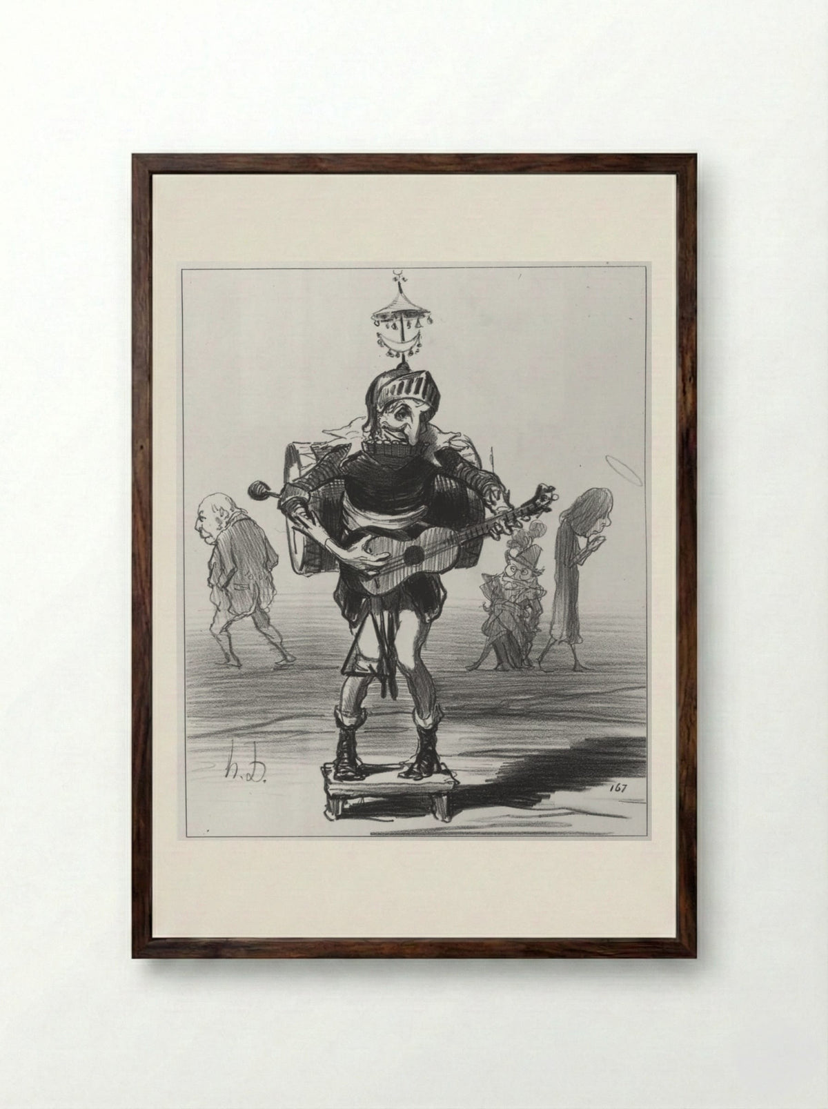 The One-Man Political Band - Honoré-Victorin Daumier - Framed Print Dark Wood