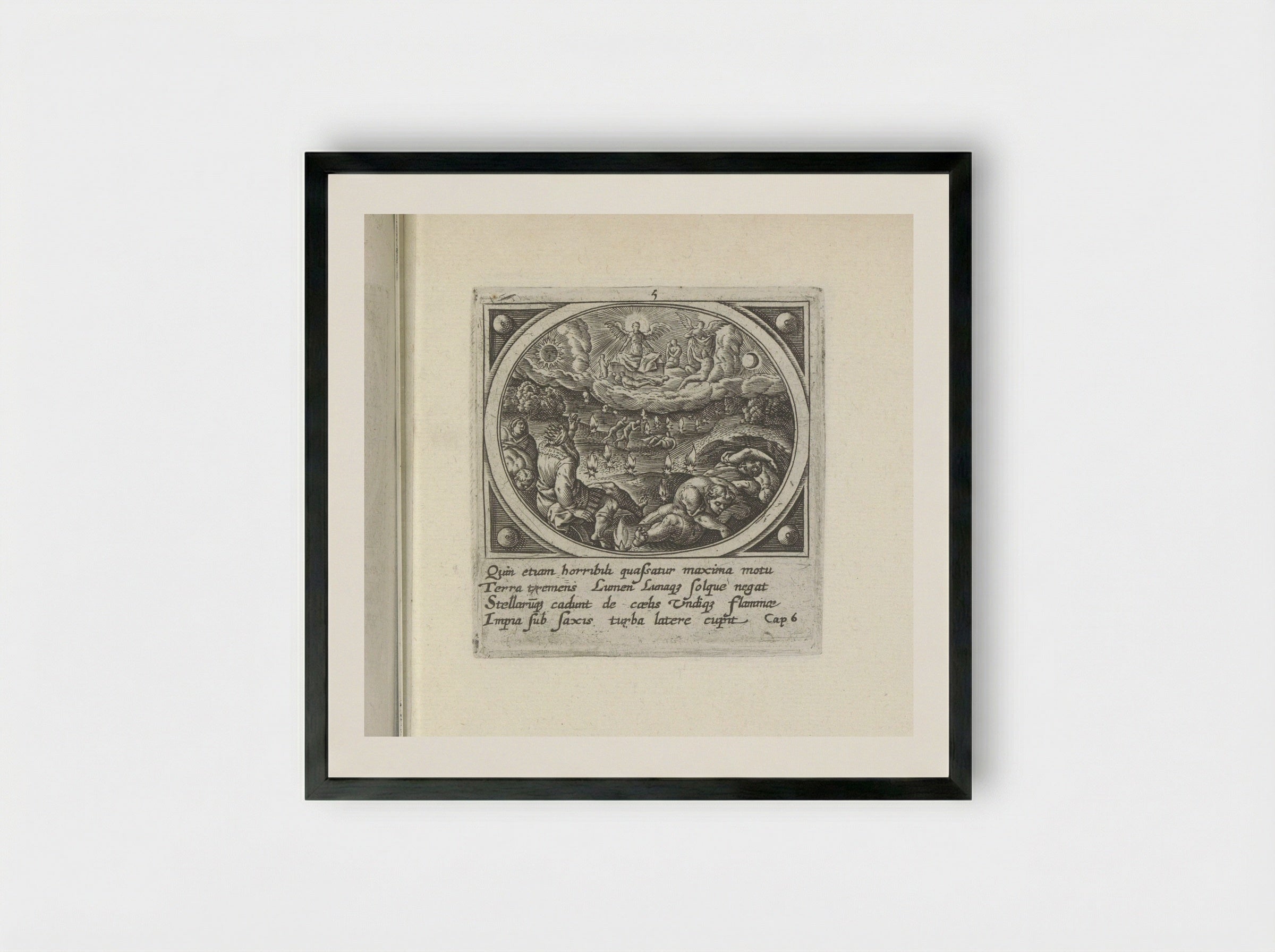 The Opening of the Sixth Seal - Gerard de Jode - Framed Print Black