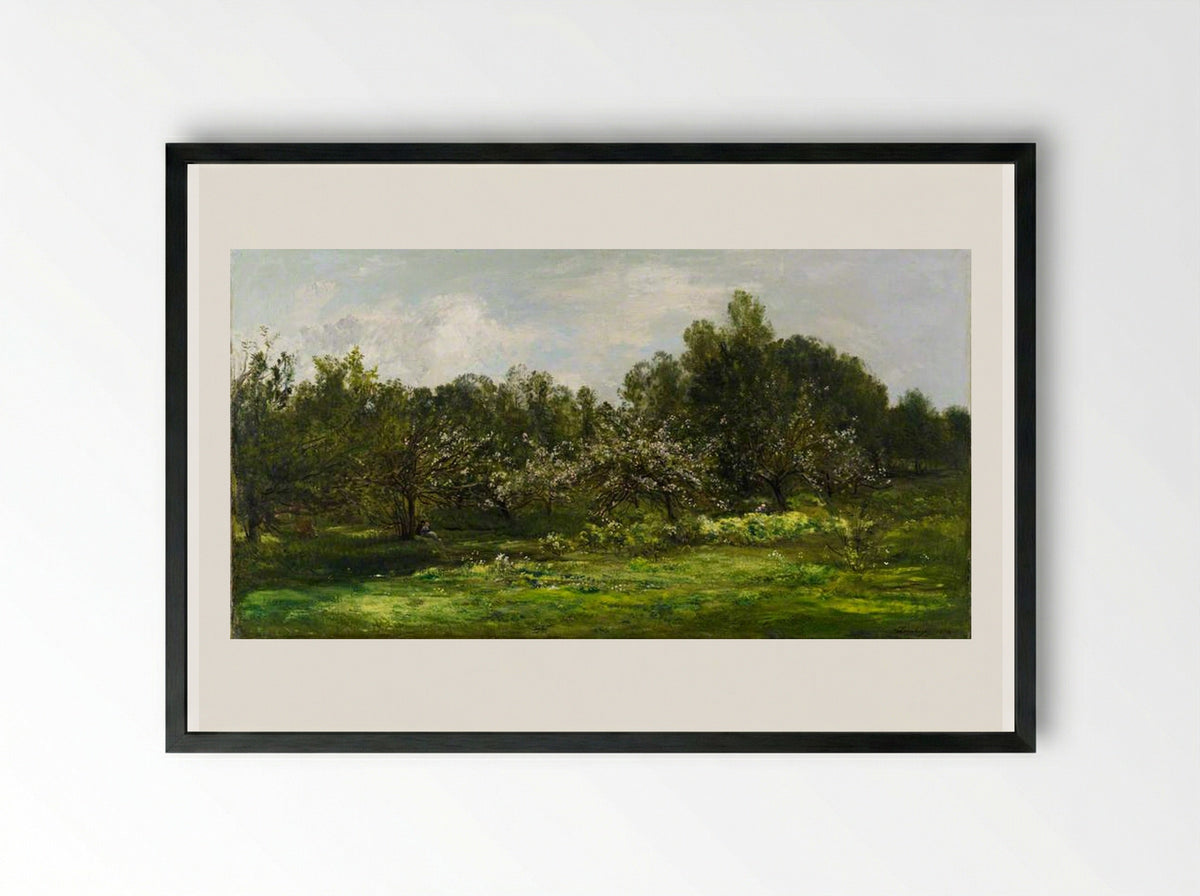 The Orchard - Charles-François Daubigny - Framed Print Black