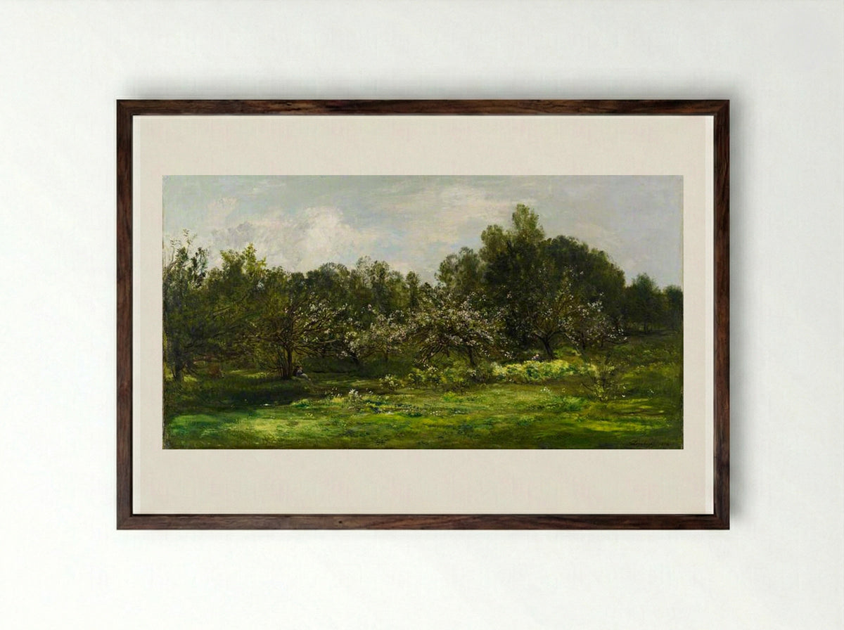 The Orchard - Charles-François Daubigny - Framed Print Dark Wood