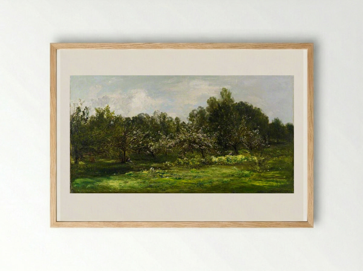 The Orchard - Charles-François Daubigny - Framed Print Wood