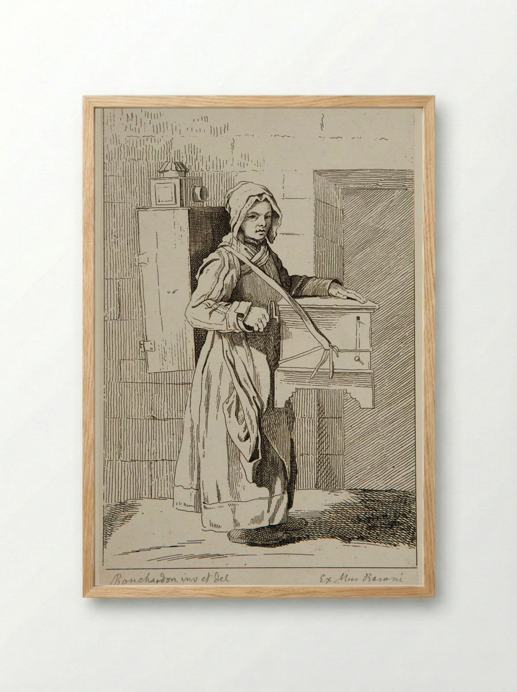 The Organ Grinder with a Magic Lantern - Anne Claude de Thubières, comte de Caylus - Framed Print Wood