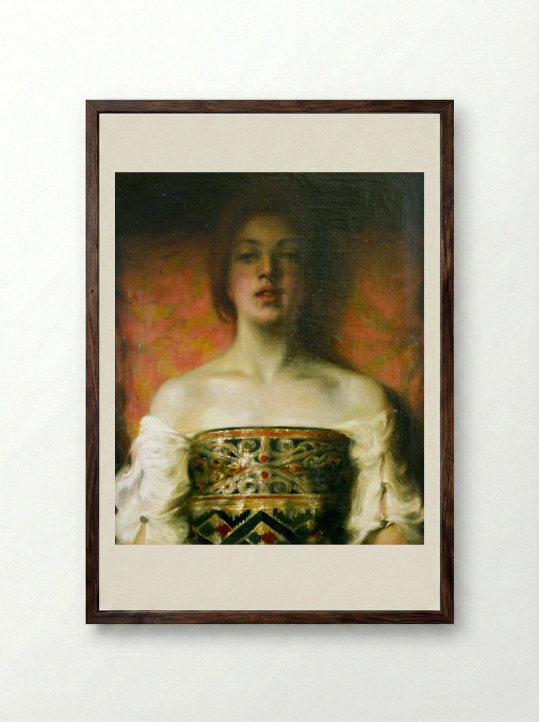 The Oriental Woman - Kimon Loghi - Framed Print Dark Wood