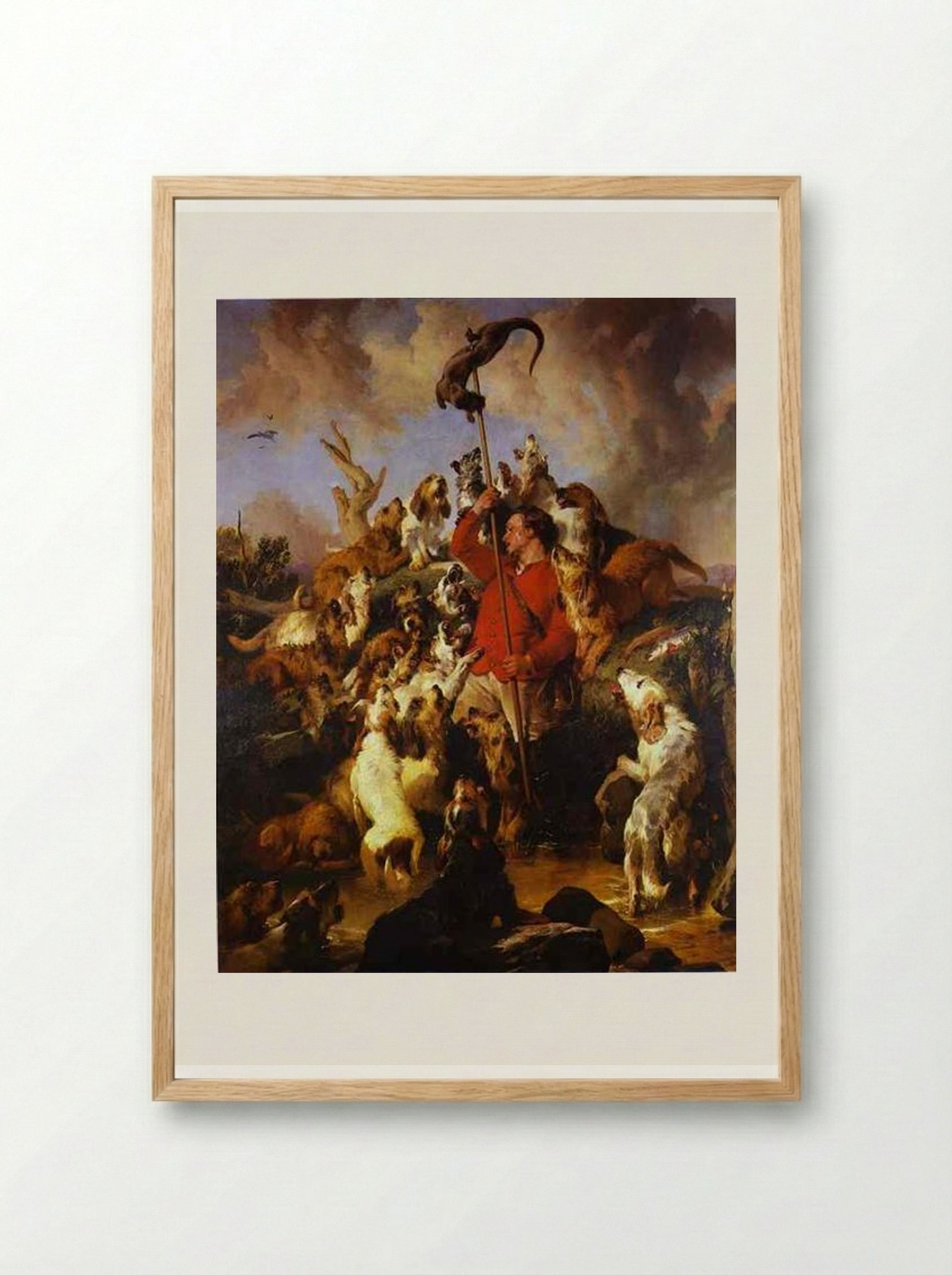 The Otter Hunt - Edwin Henry Landseer - Framed Print Wood