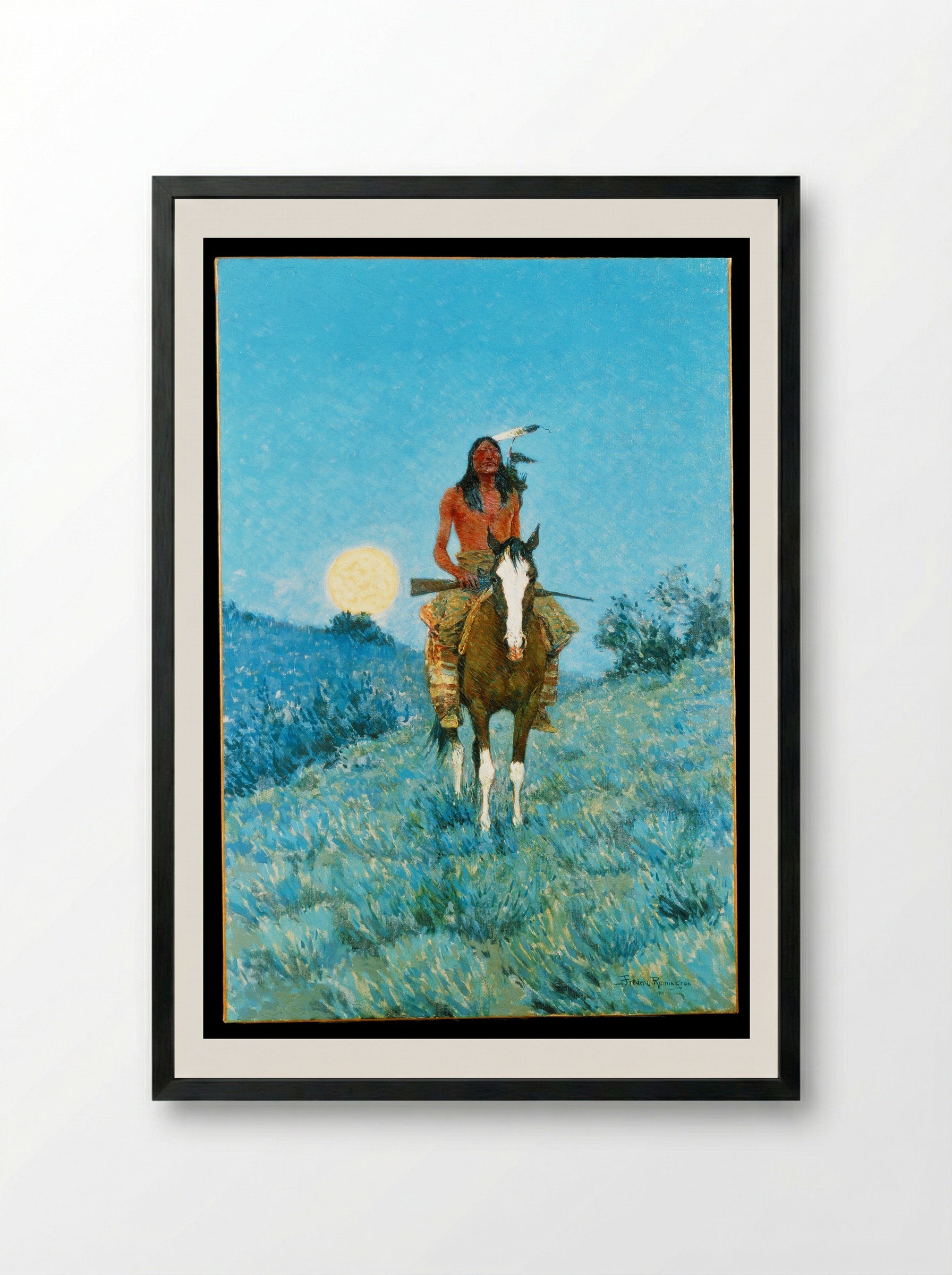 The Outlier - Frederic Remington - Framed Print Black