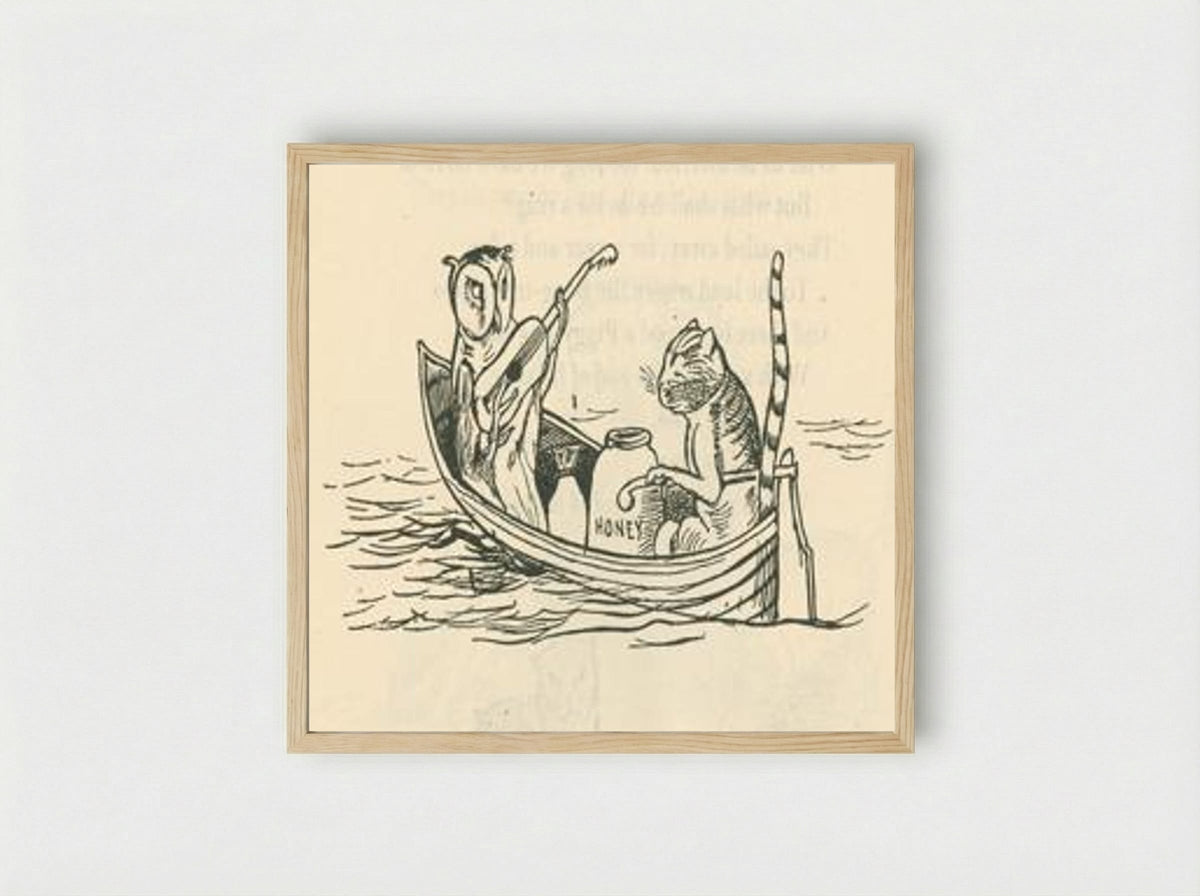 The Owl and the Pussycat - Edward Lear - Framed Print Wood