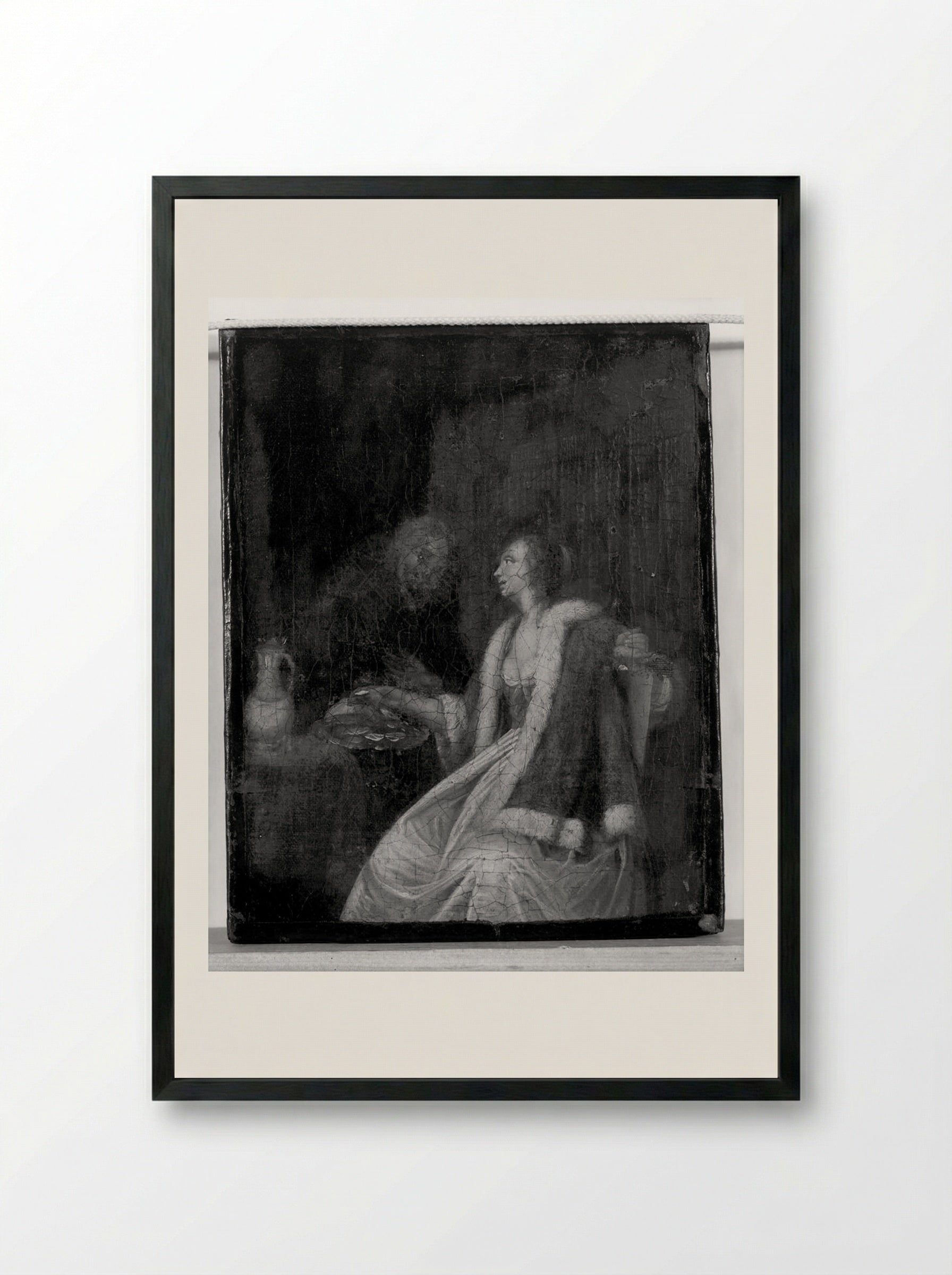 The Oyster Meal - Frans van Mieris the Elder - Framed Print Black