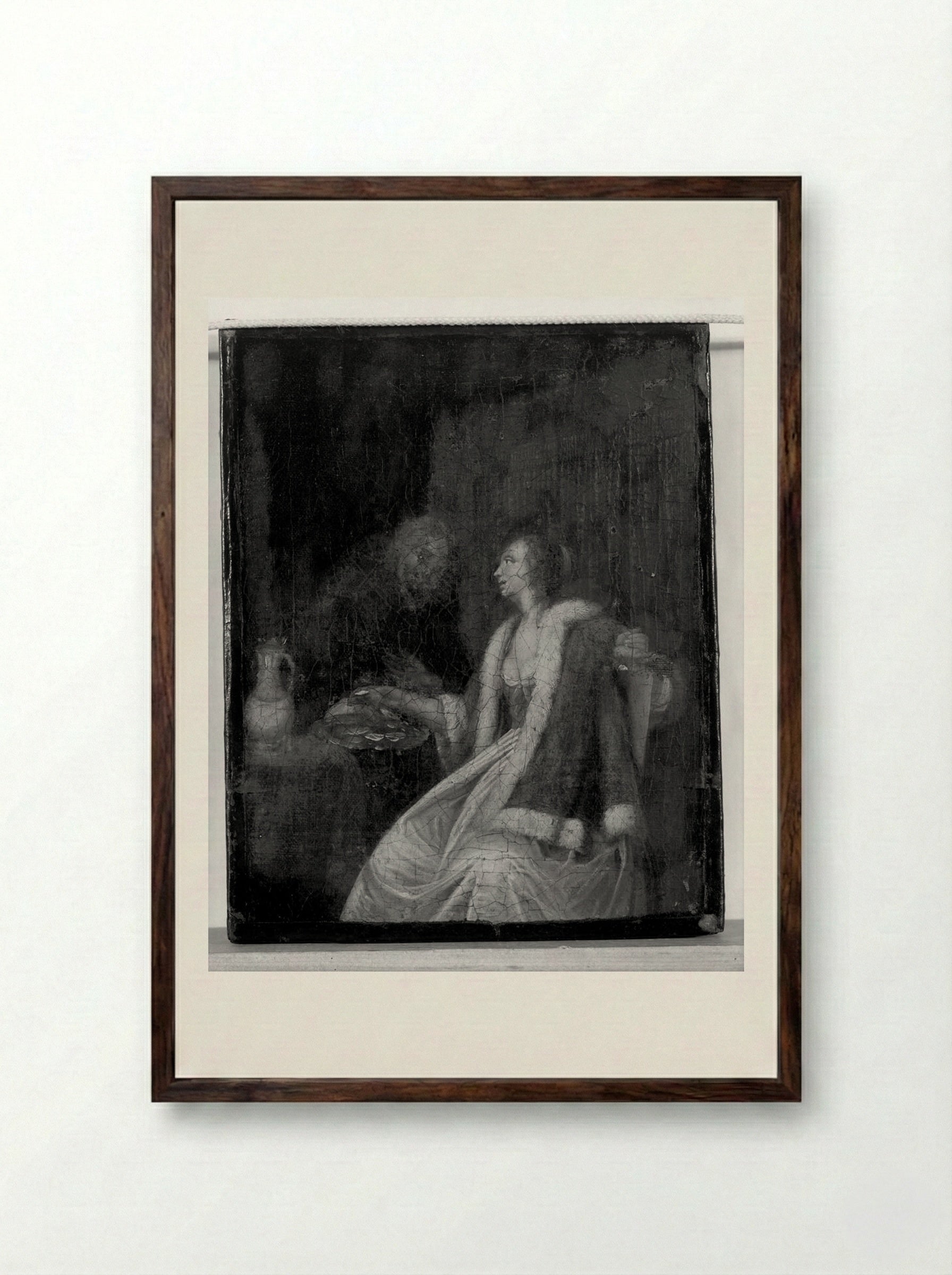 The Oyster Meal - Frans van Mieris the Elder - Framed Print Dark Wood