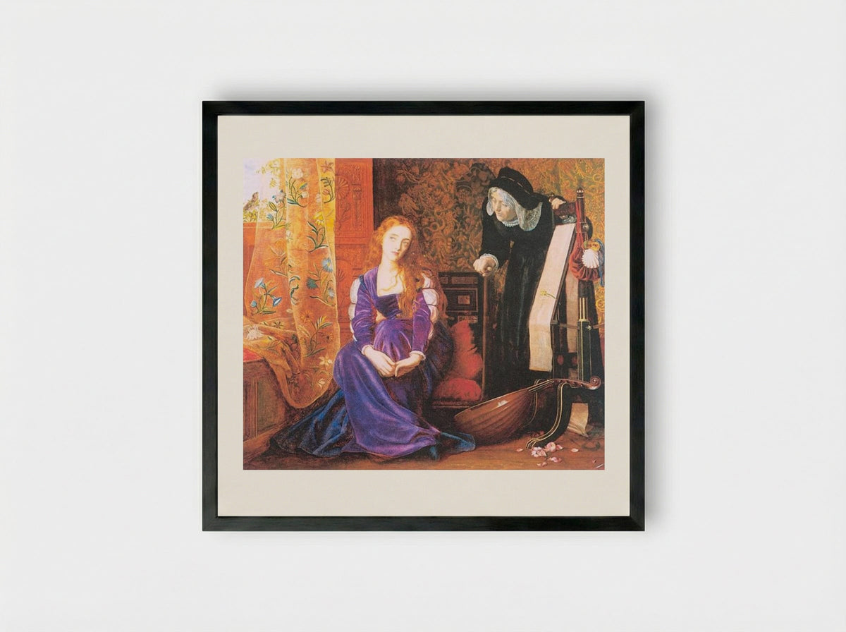 The Pained Heart (Sigh No More, Ladies) - Arthur Hughes - Framed Print Black