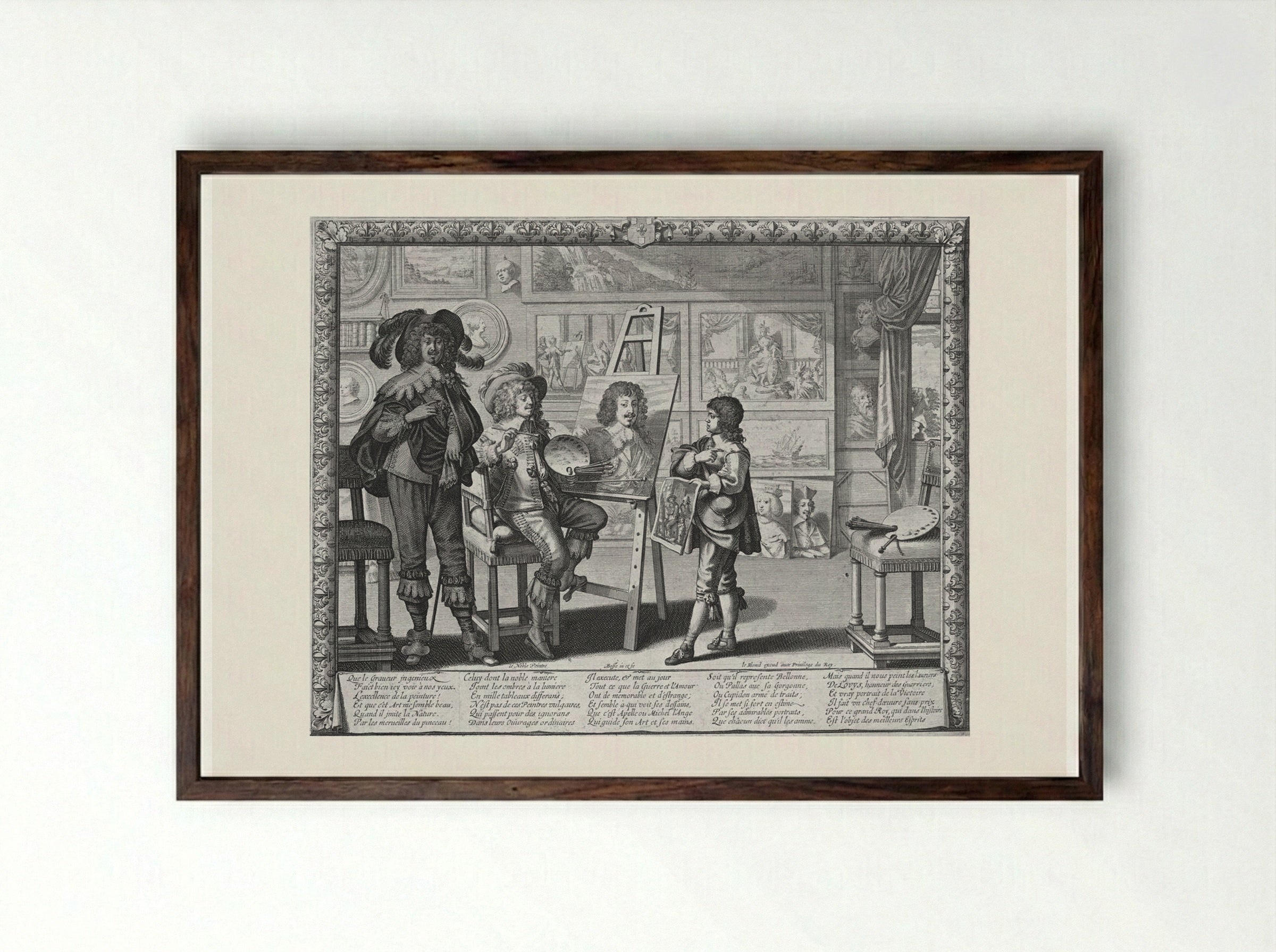 The Painter in His Studio - Abraham Bosse - Framed Print Dark Wood