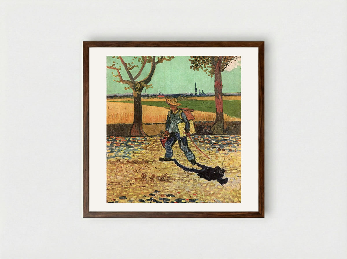 The Painter on His Way to Work - Vincent van Gogh - Framed Print Dark Wood