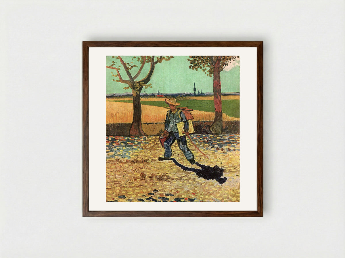 The Painter on His Way to Work - Vincent van Gogh - Framed Print Dark Wood