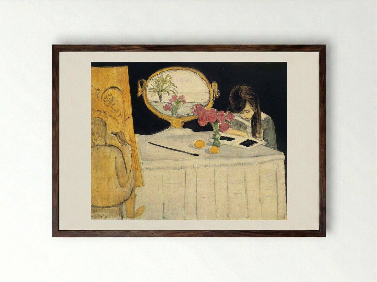 The Painting Lesson - Henri Matisse - Framed Print Dark Wood