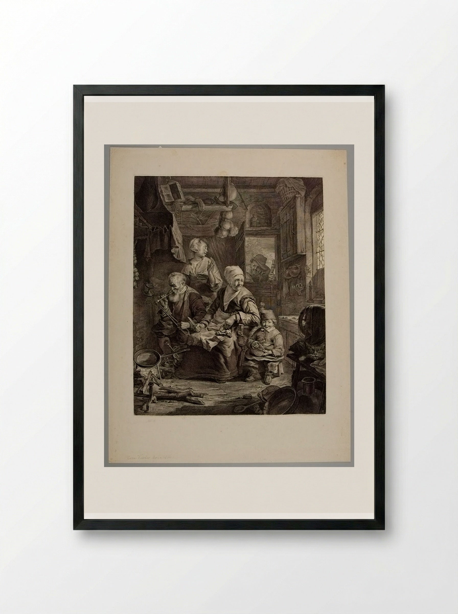 The Pancake Woman - Cornelis Visscher - Framed Print Black