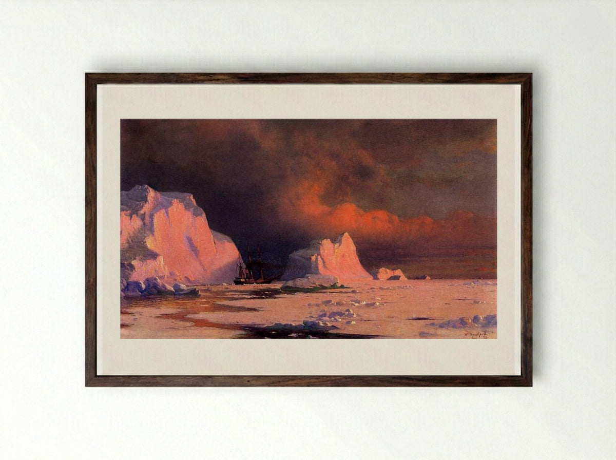 The 'Panther' in Melville Bay - William Bradford - Framed Print Dark Wood